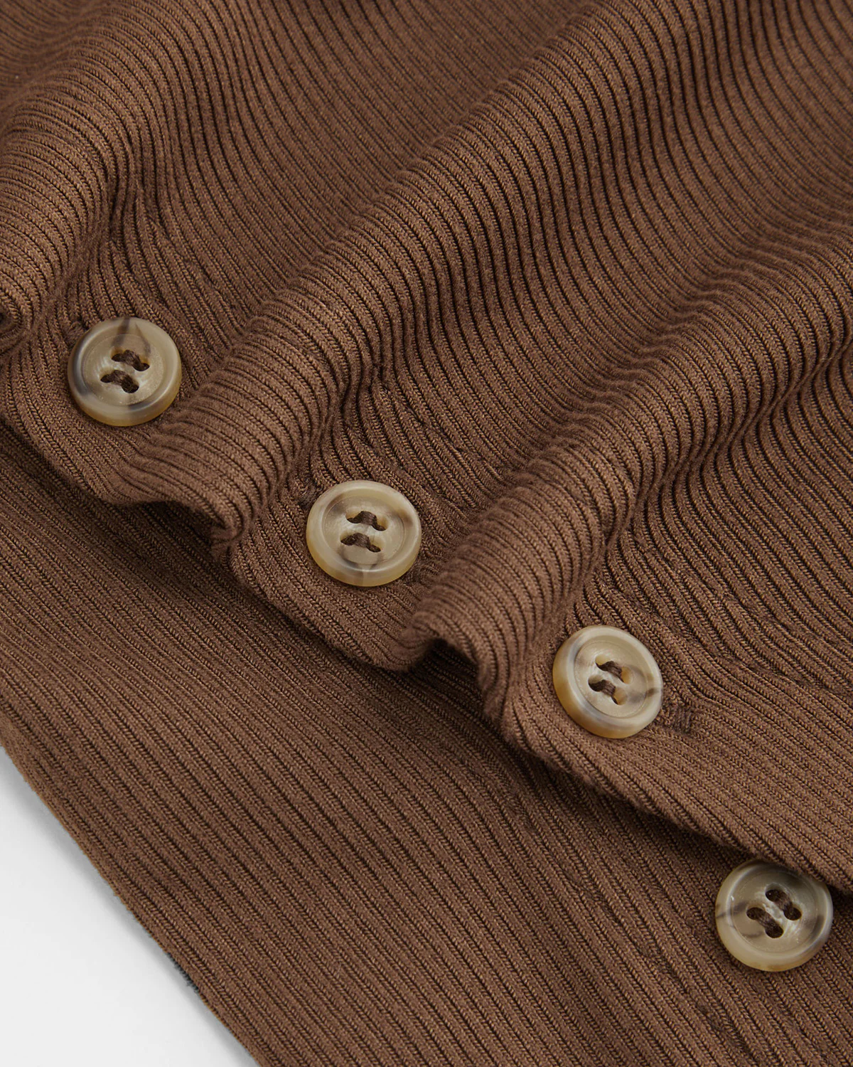 Asymmetric Button Up Brown Ribbed Top - Image 4