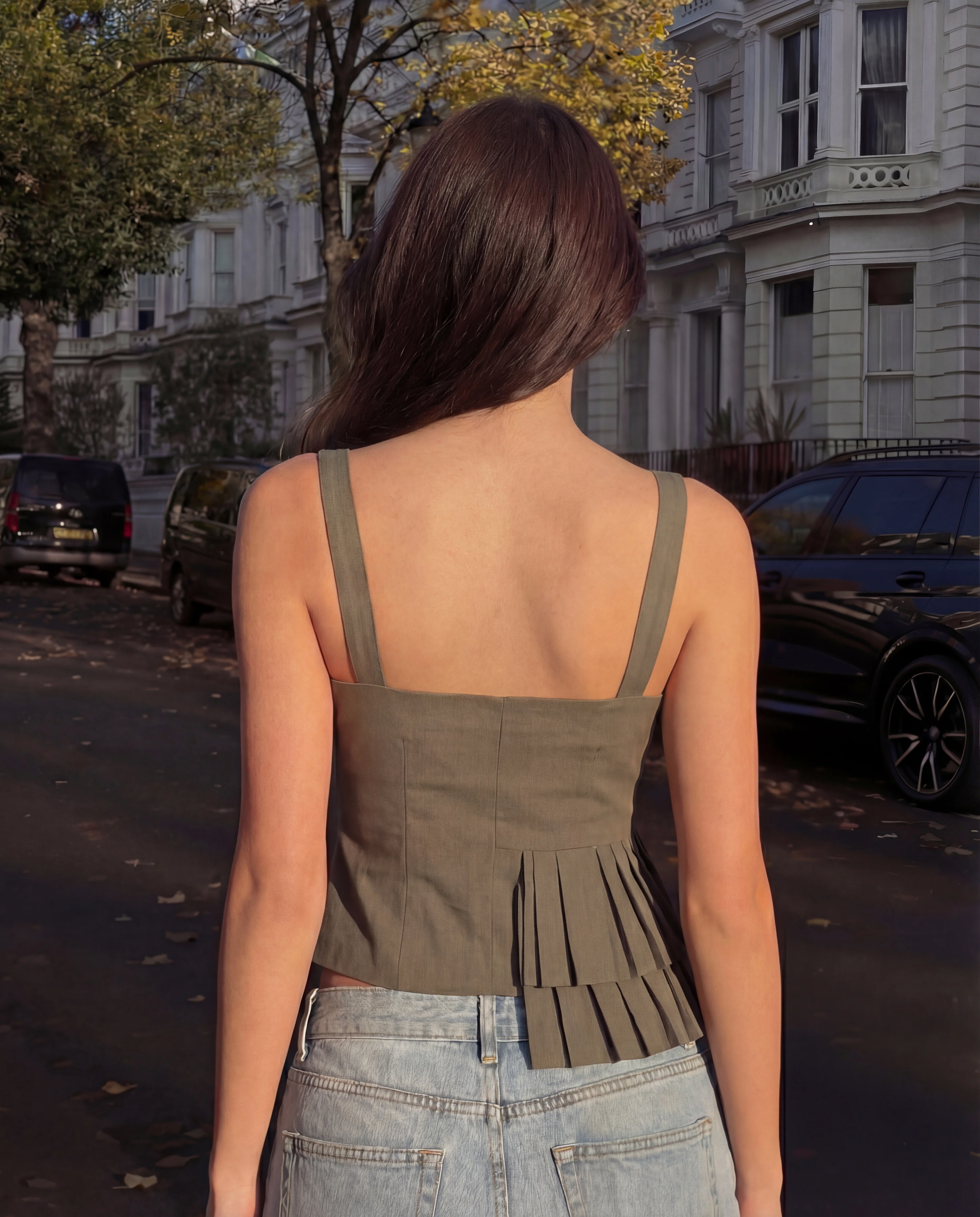 Asymmetrical Pleated Cotton Top - Image 4