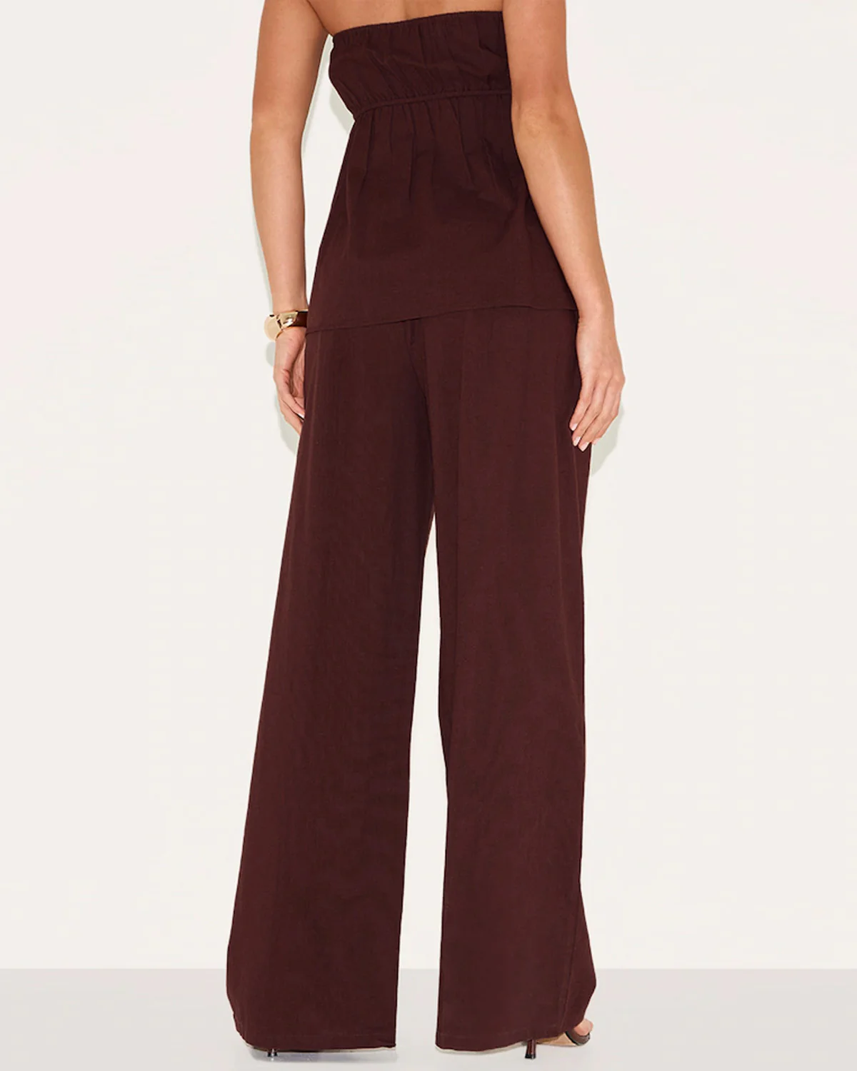 Brown Bandeau Top And Pants Co Ord Set - Image 3