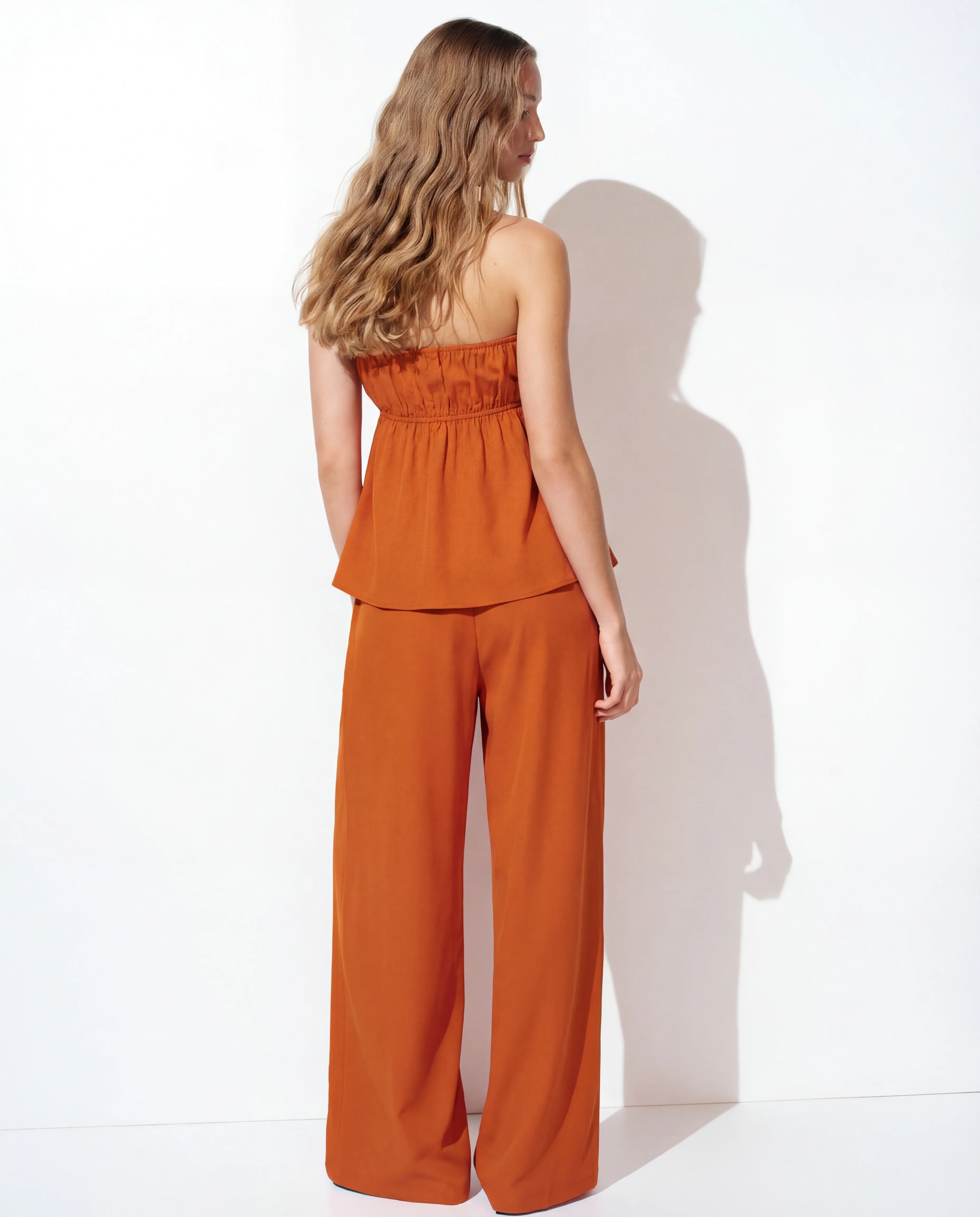Burnt Orange Bandeau Top And Pants Co Ord Set - Image 6