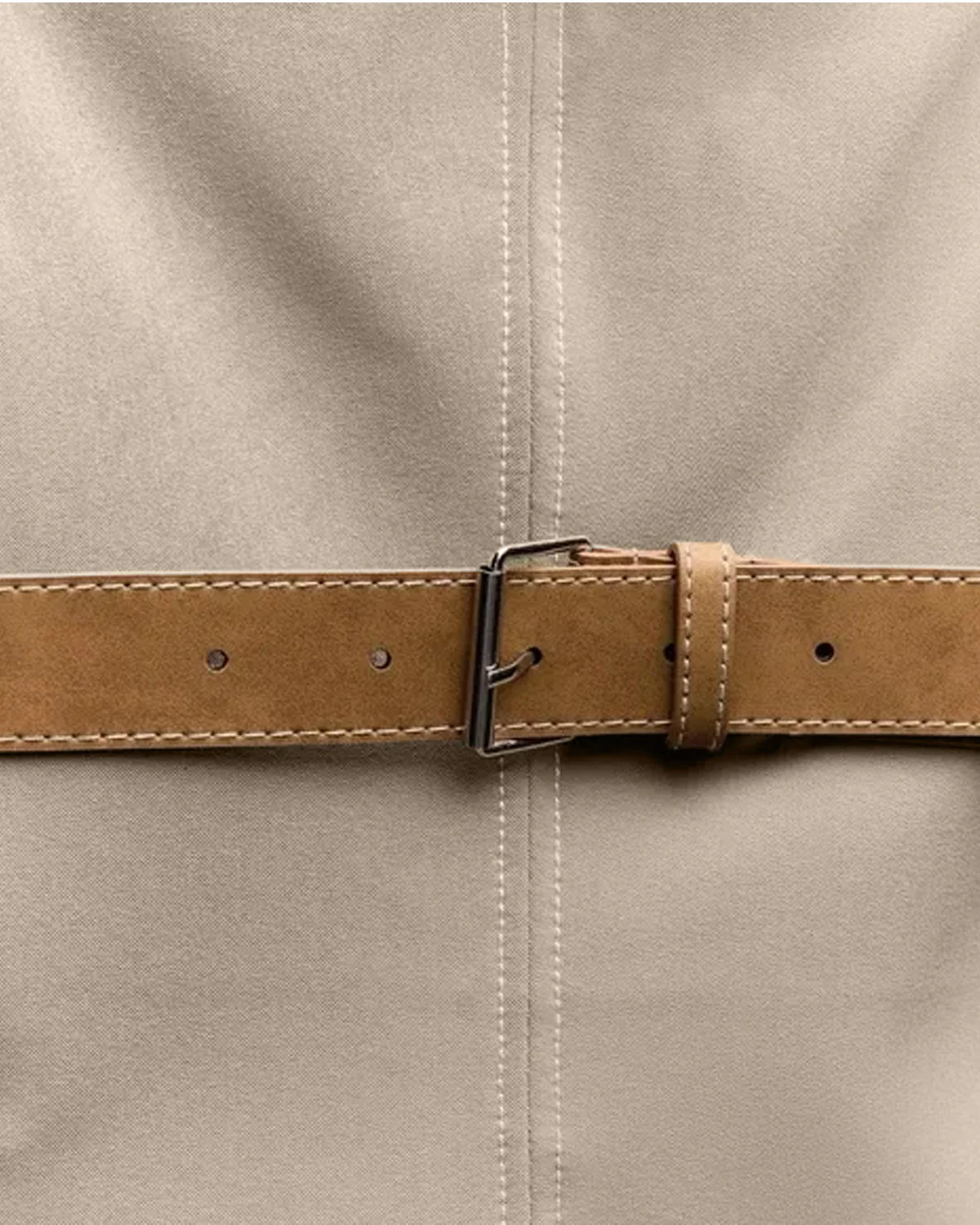 Beige Square Neck Belted Top - Image 5