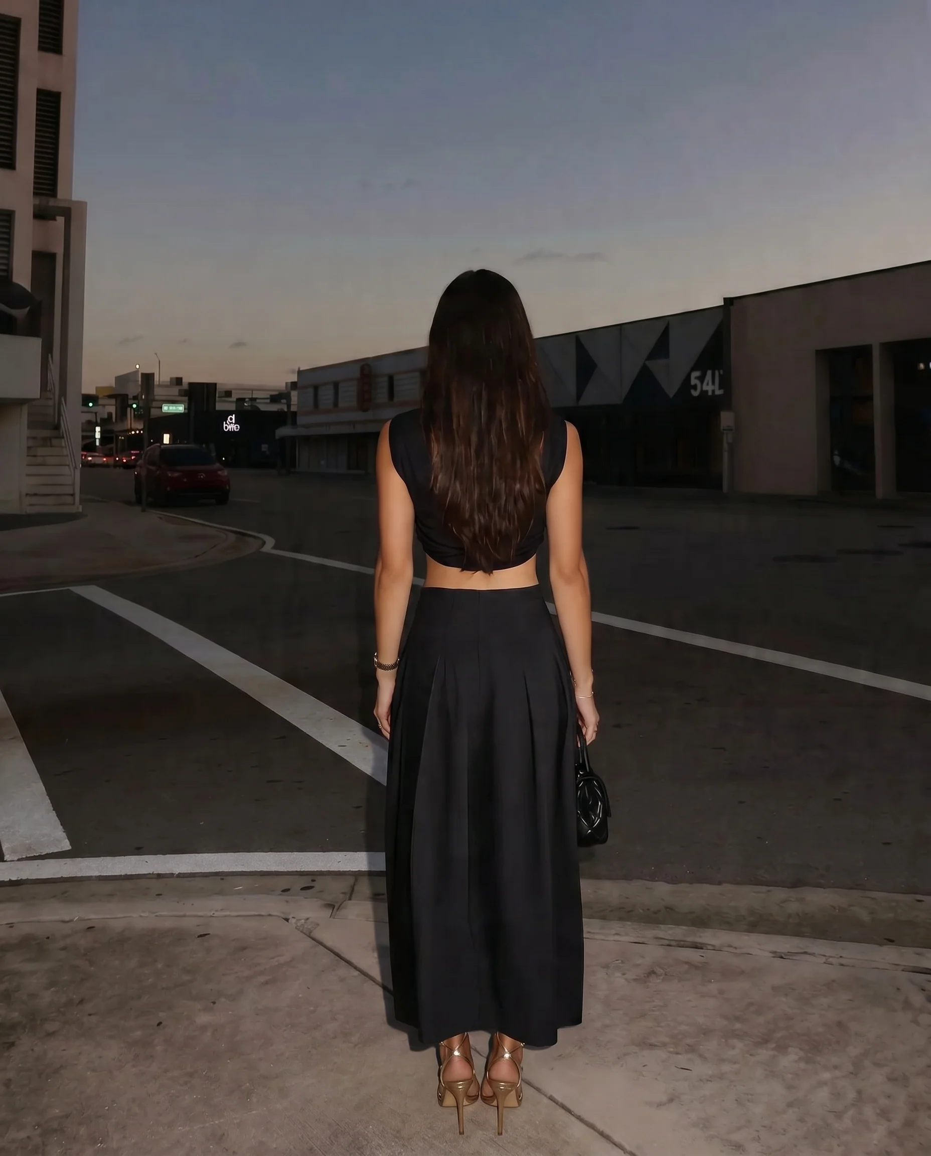 Black Crop Top and Cotton Skirt Summer Set - Image 3