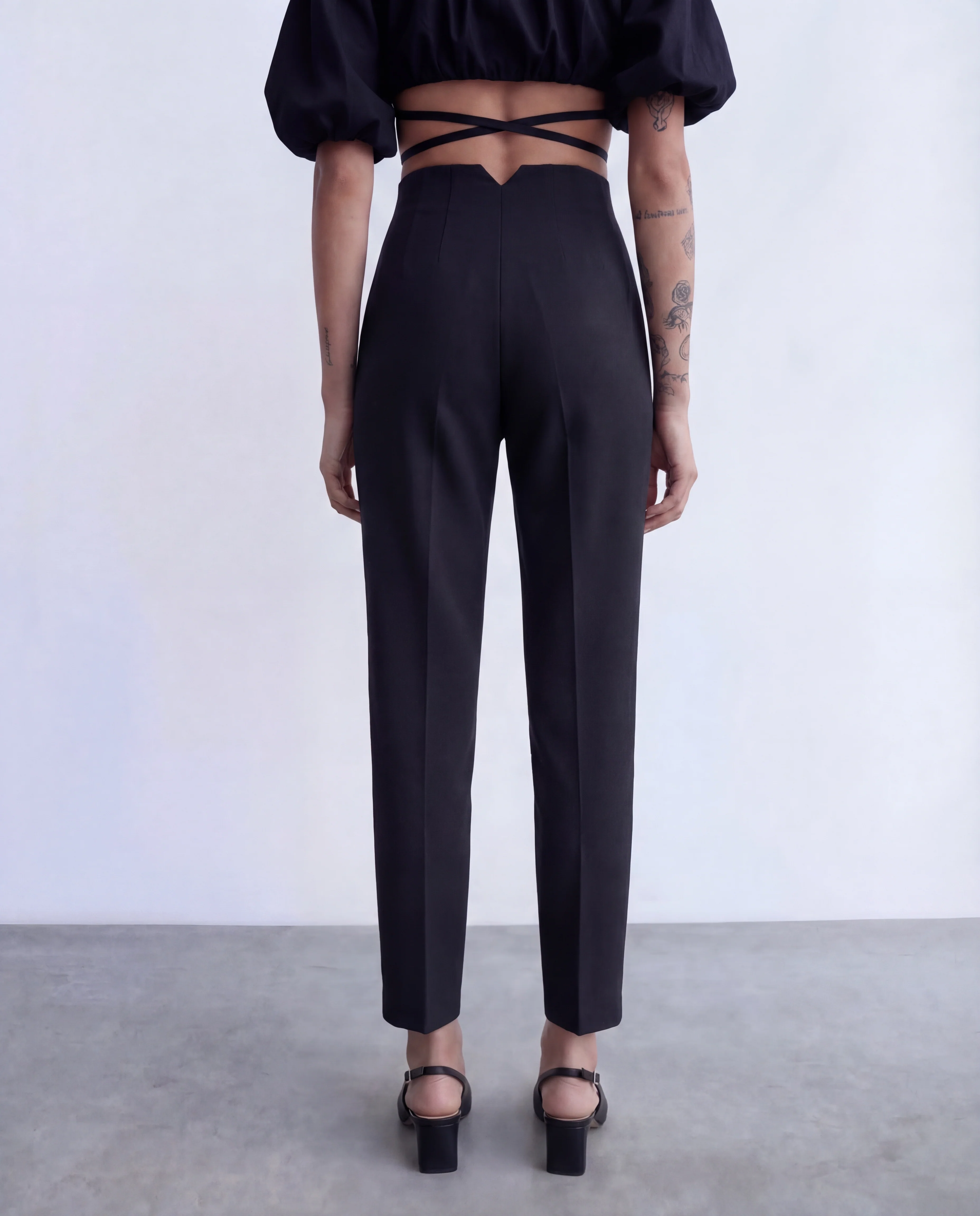 Black High-Waist Tapered Trouser - Image 2