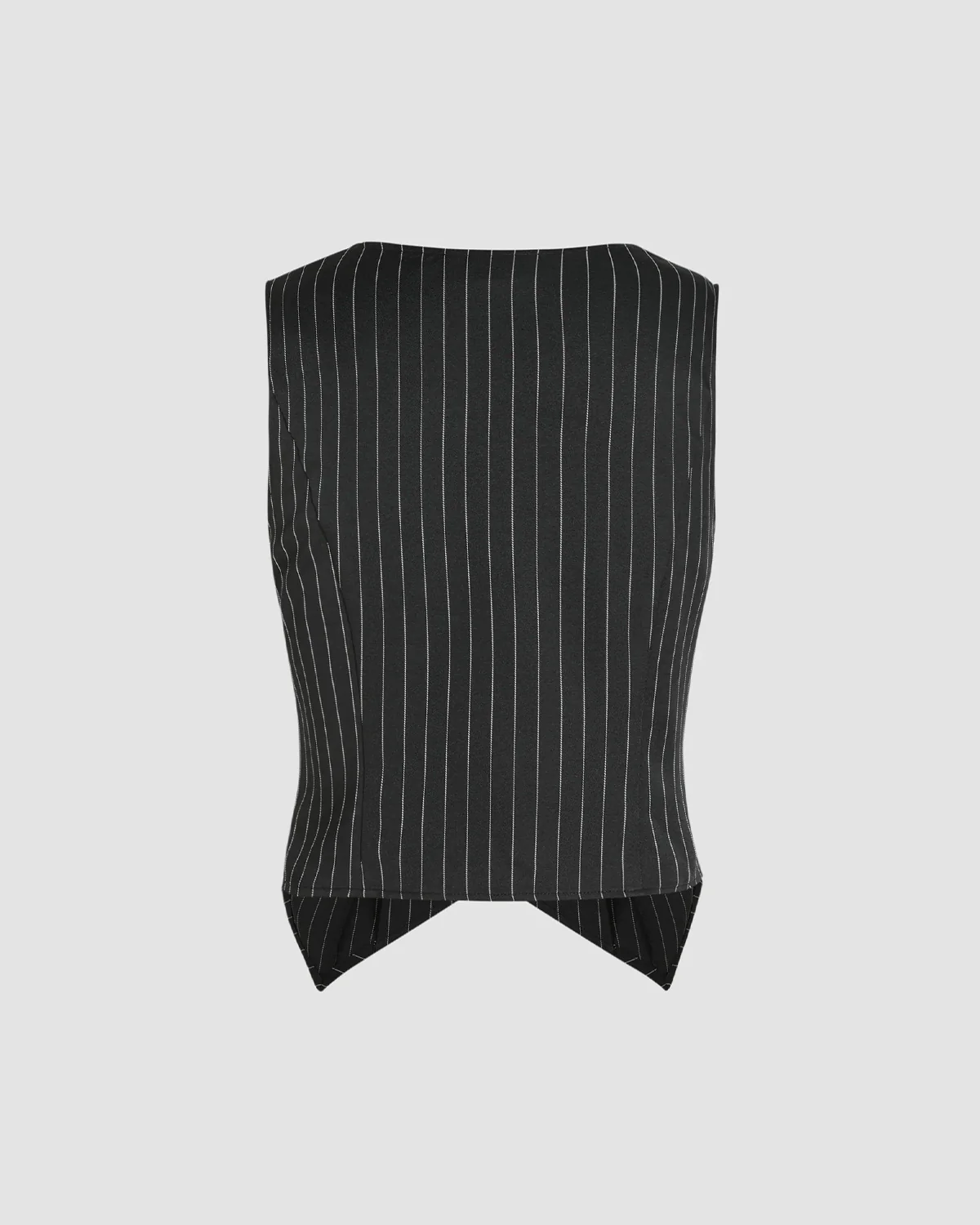 Black Pinstripes Notch Hem Vest - Image 6
