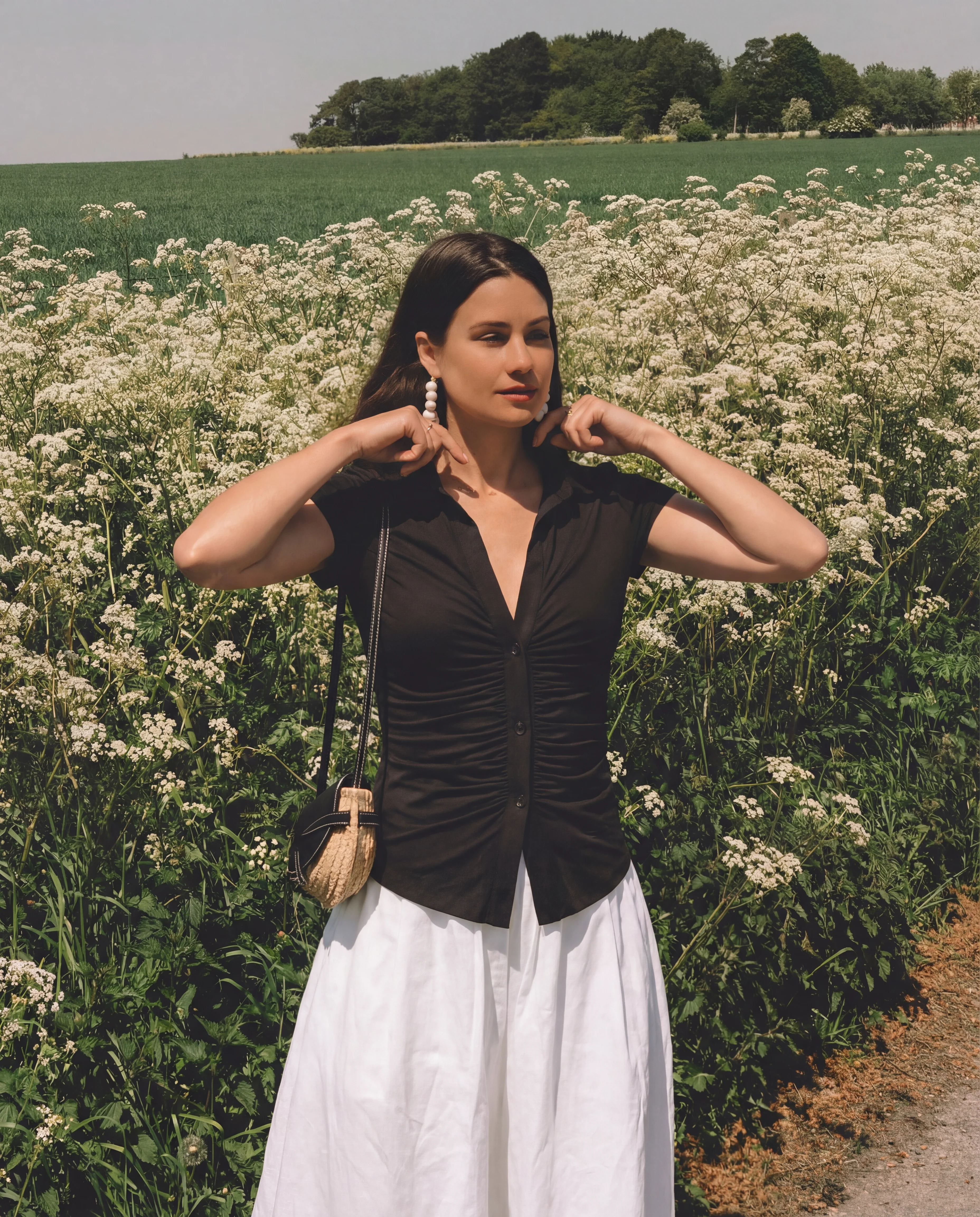 Black Ruched Buttoned Shirt