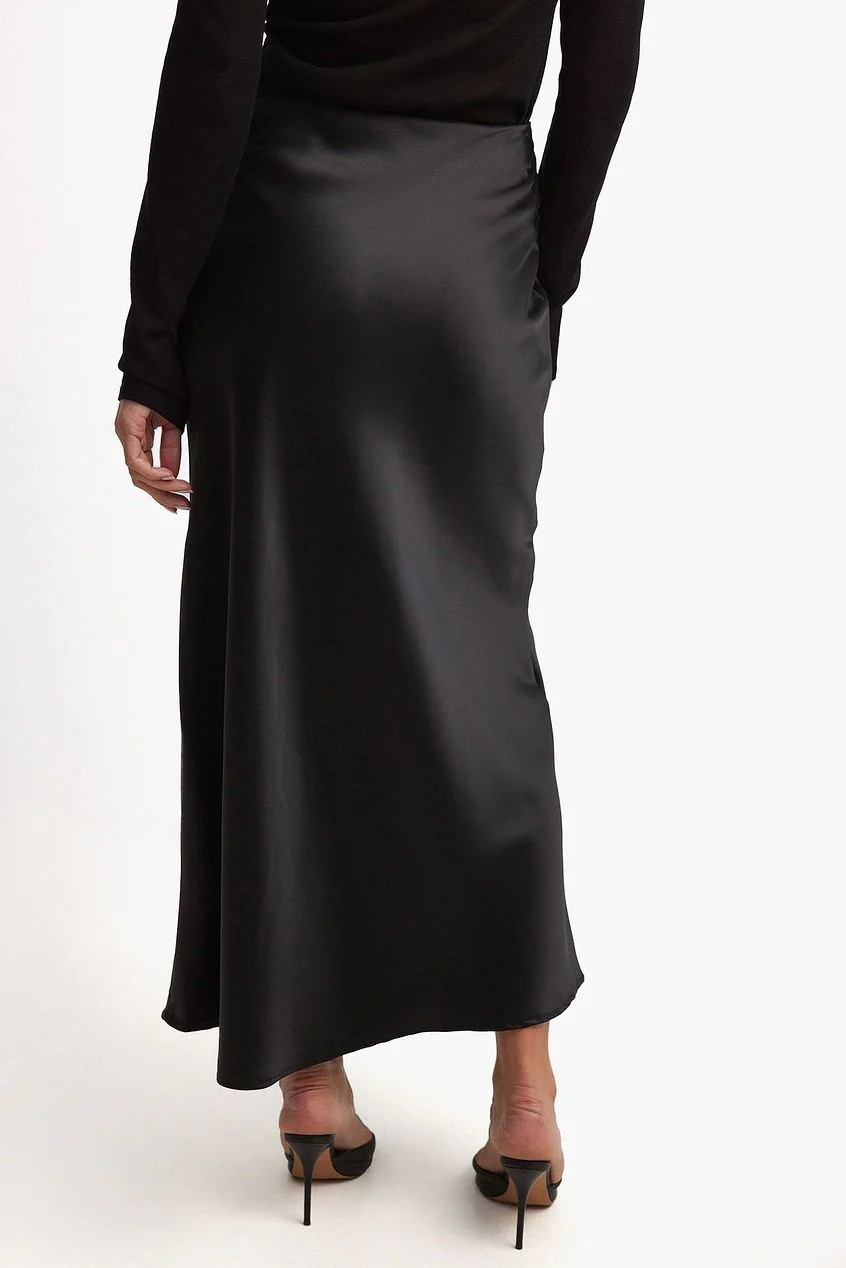 Black Satin Pencil Skirt - Image 3