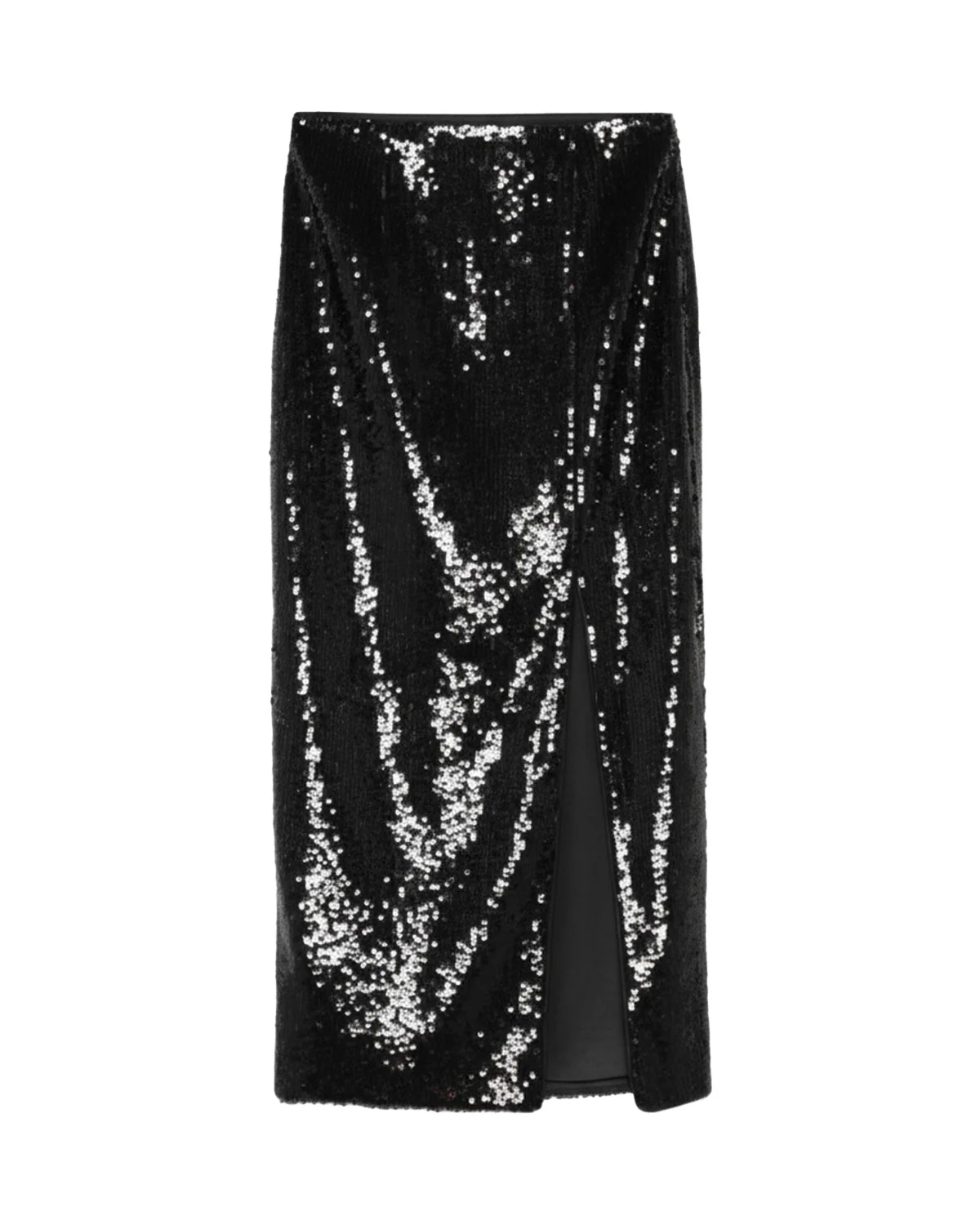 Black Sequin Side Slit Skirt - Image 4