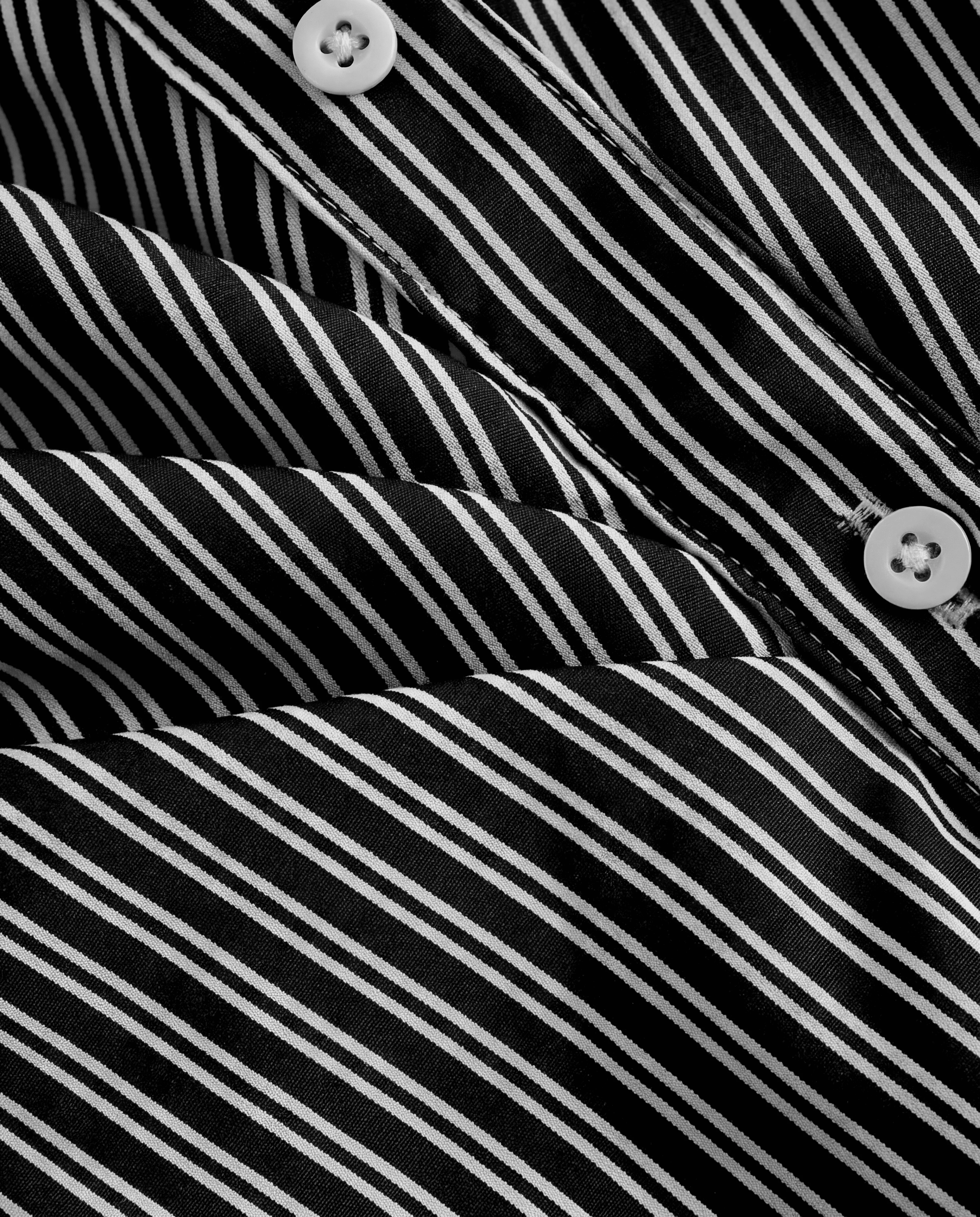 Black Stripe Asymmetric Hem Shirt - Image 5
