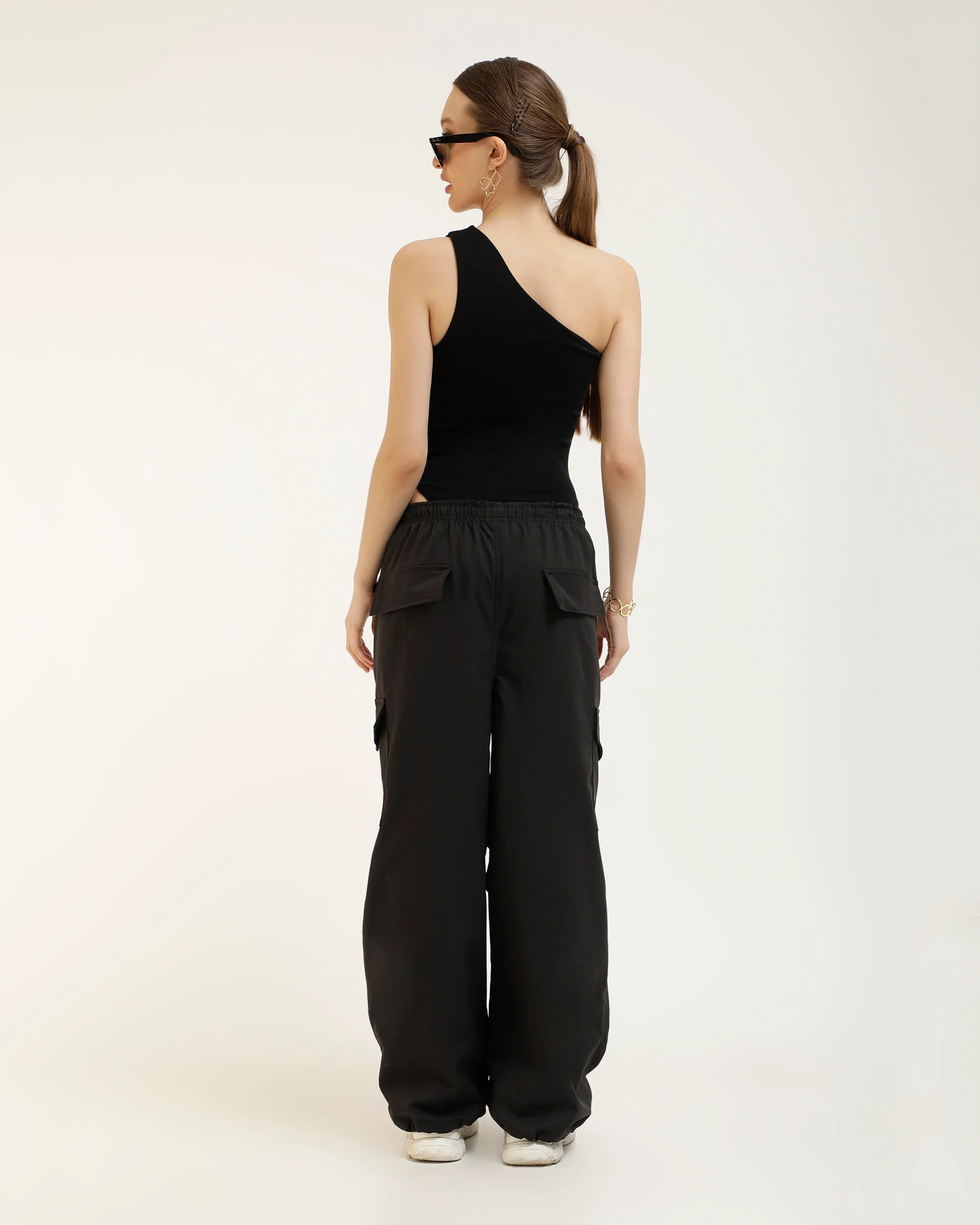 Black Cut Out Solid Bodysuit - Image 5