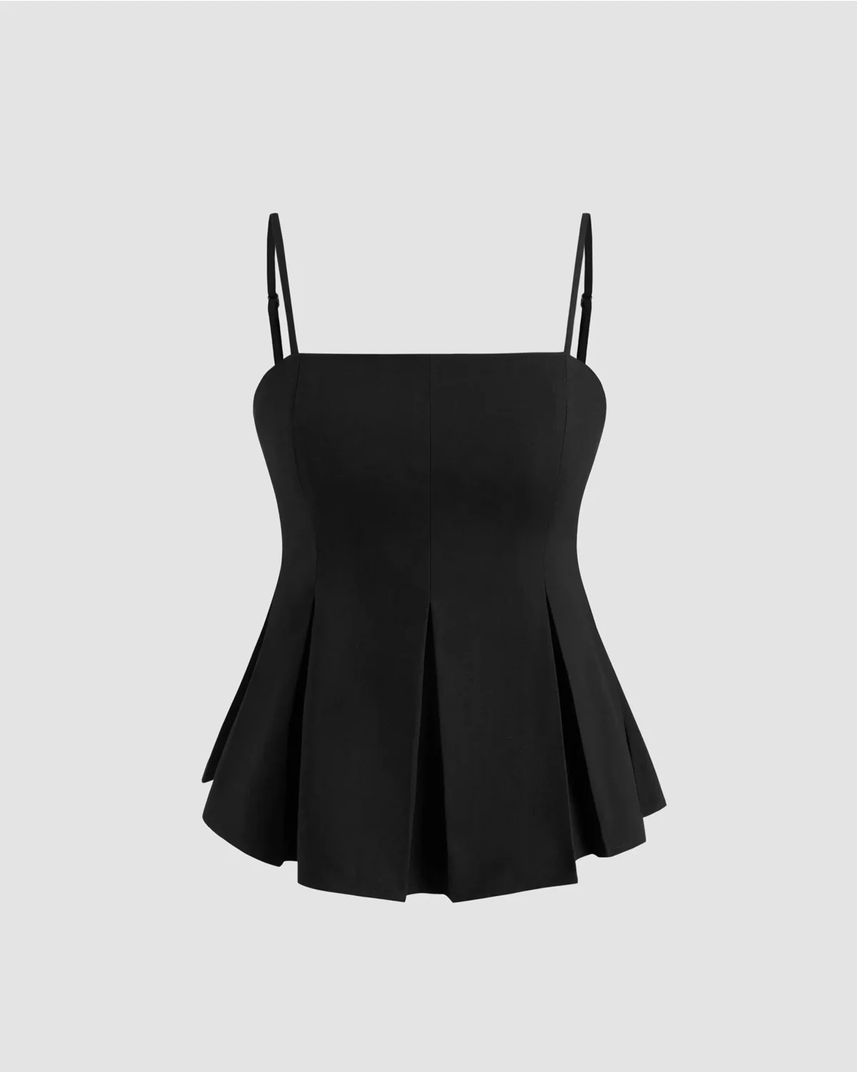 Box Pleats Black Fit And Flare Top - Image 5