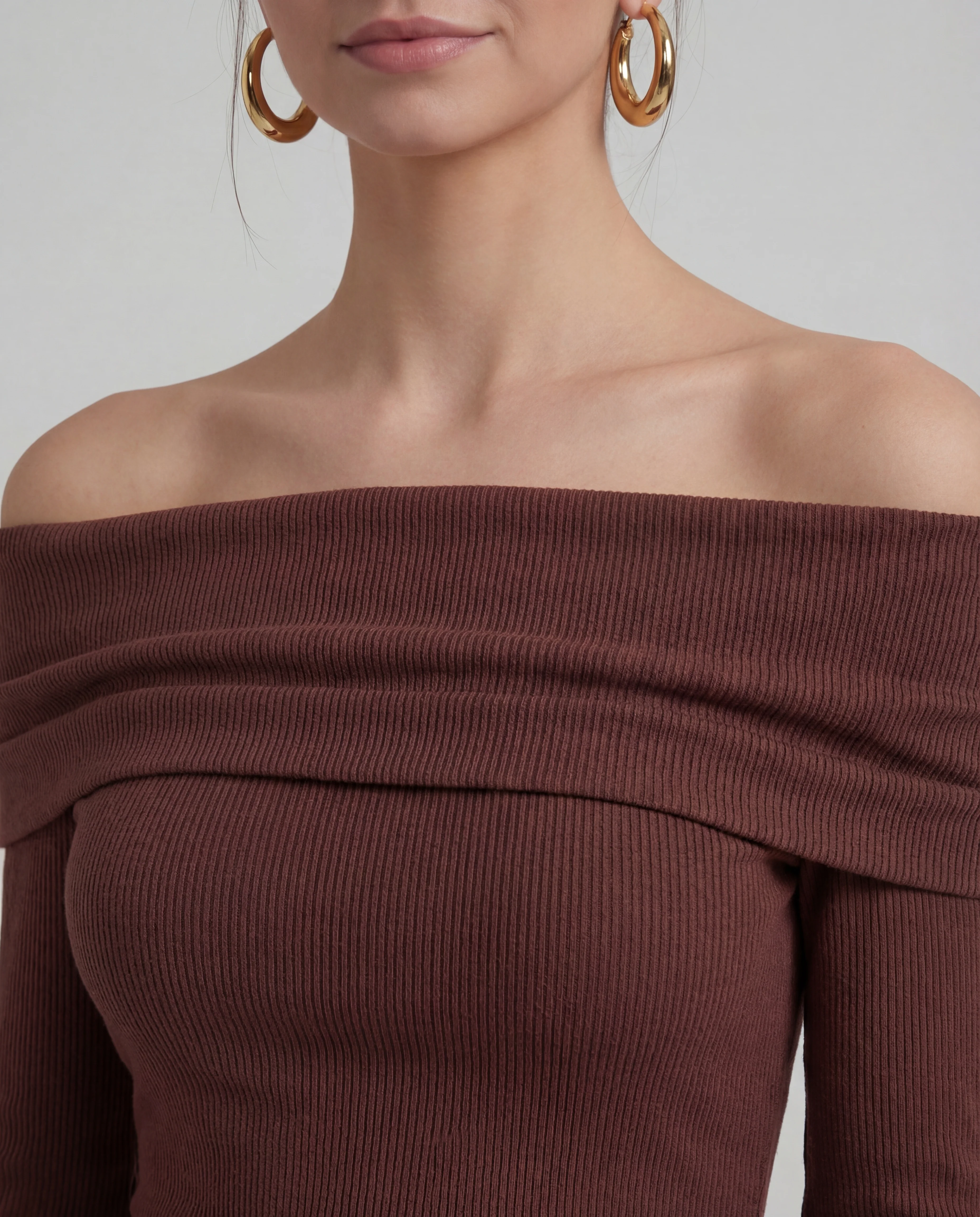 Brown Bardot Top With Skirt - Coord Set - Image 5