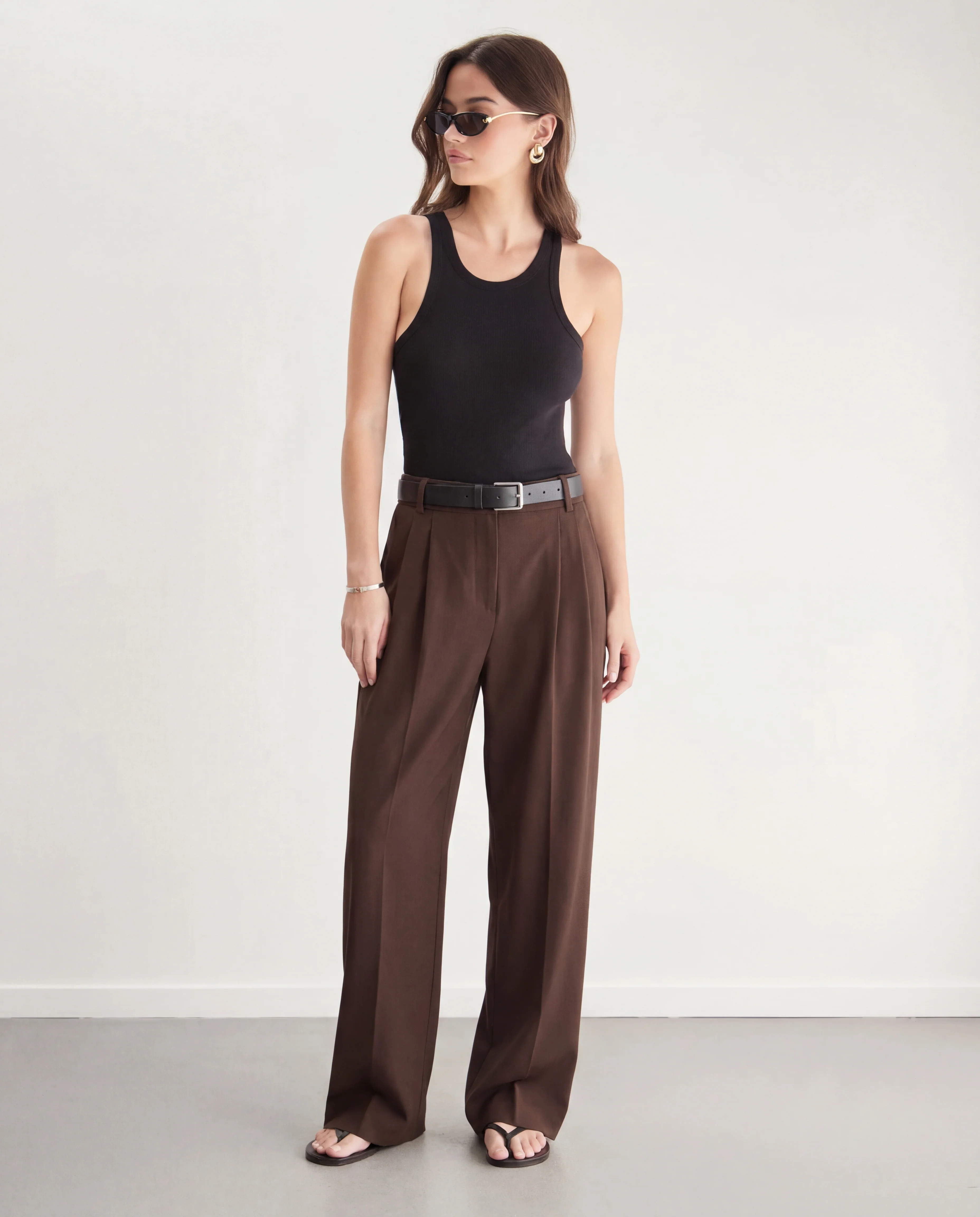 Brown Pleated Trouser - Image 2