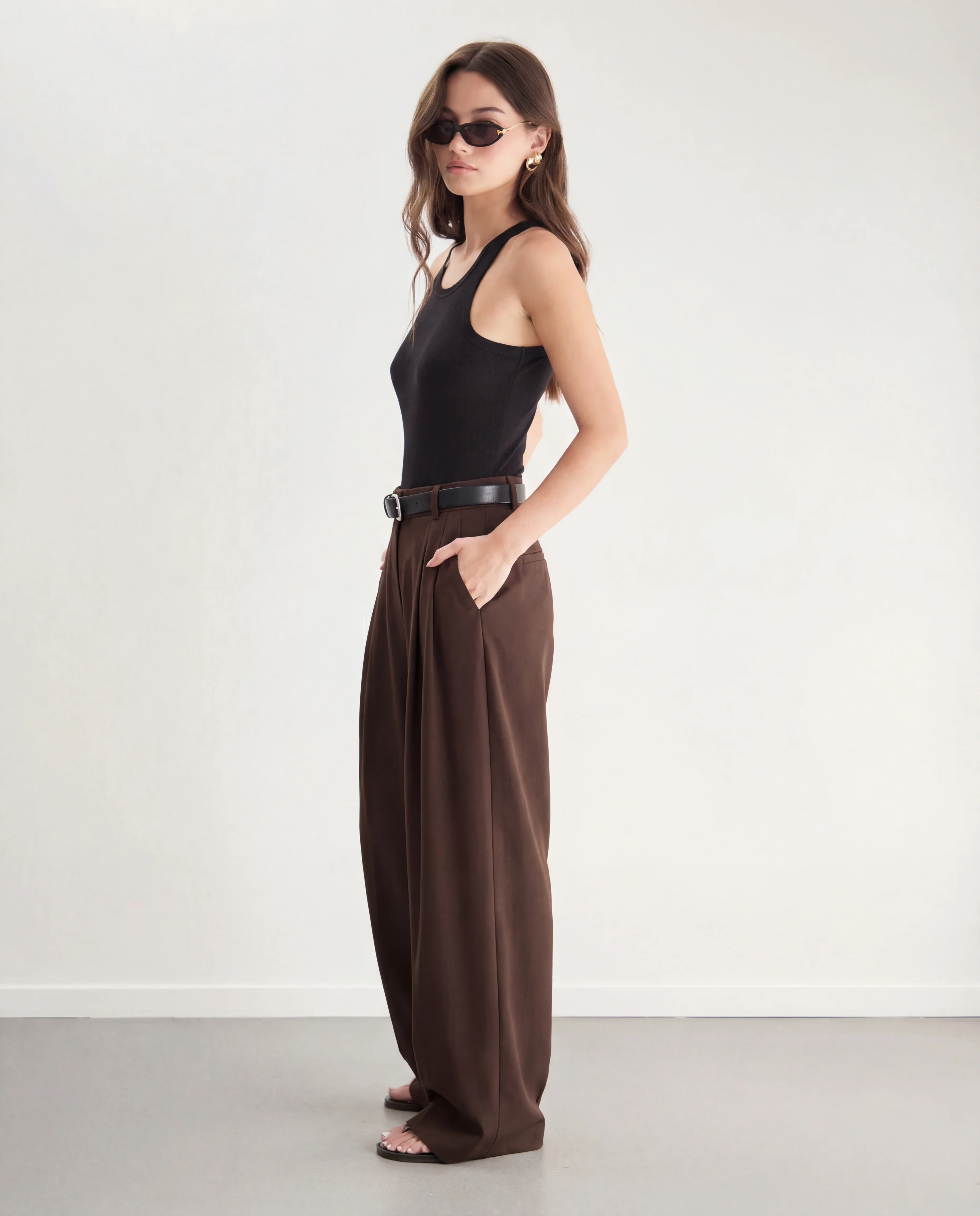 Brown Pleated Trouser - Image 3