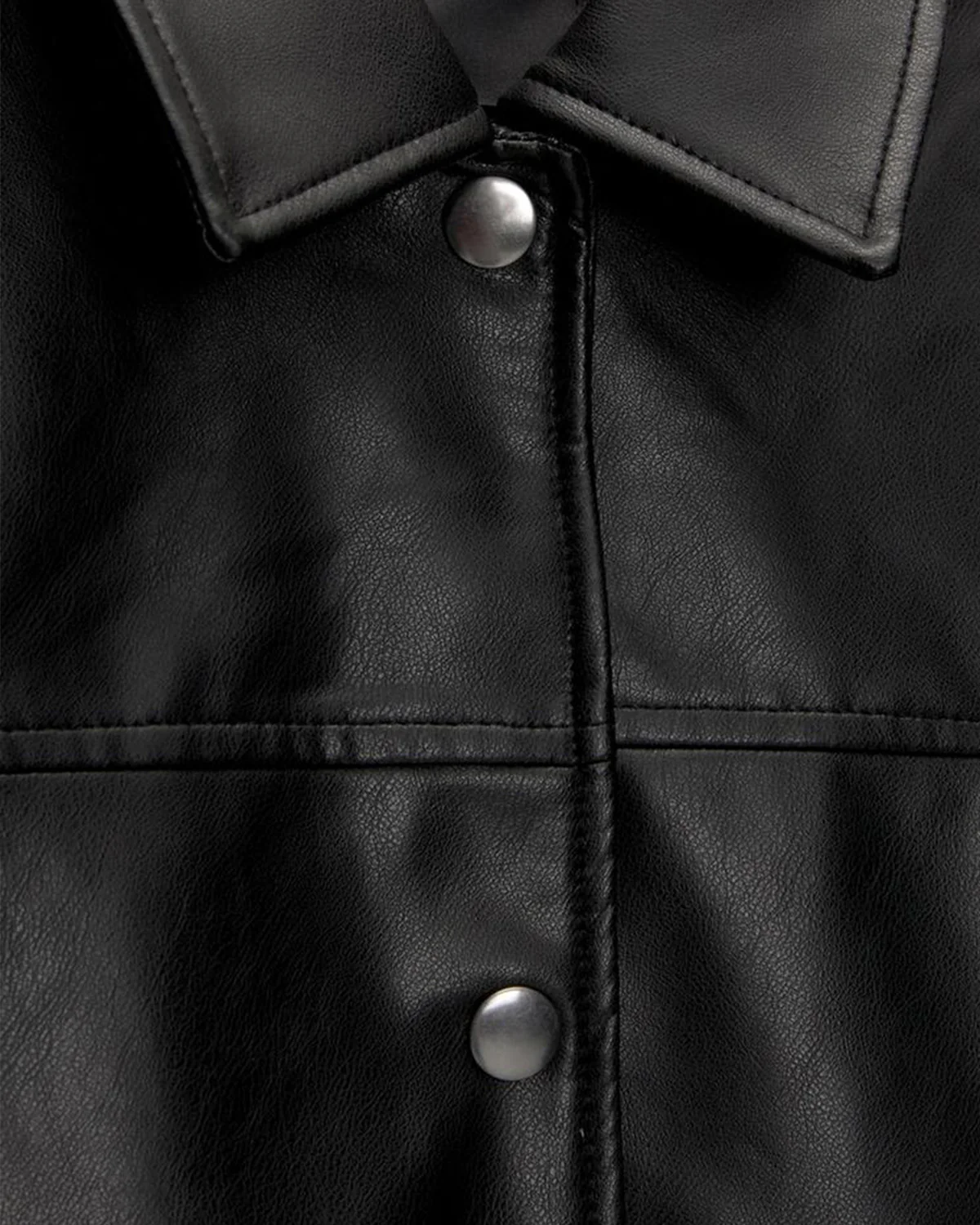 Button Down Faux Leather Jacket - Image 7
