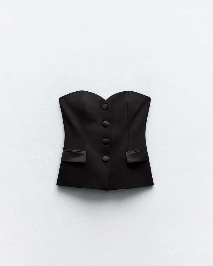 Carved Black Bandeau Top - Image 4