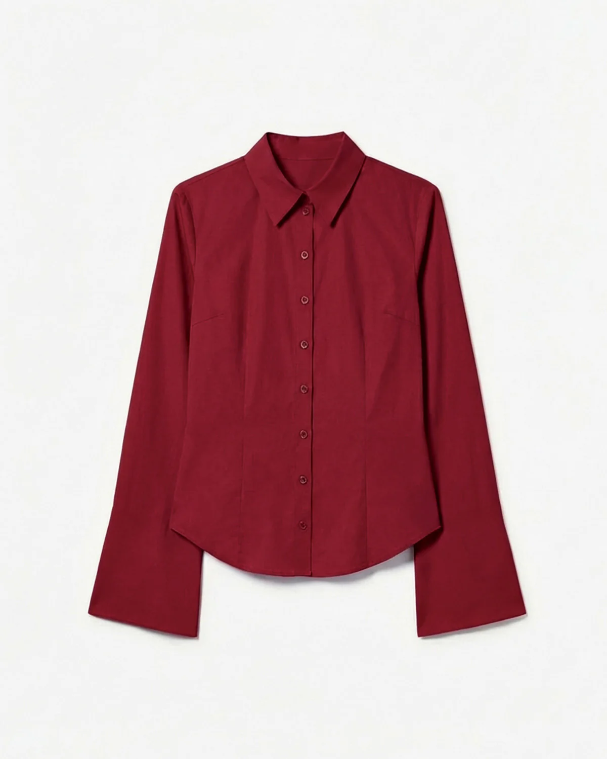 Cherry Red Flared Sleeves Shirt - Image 4