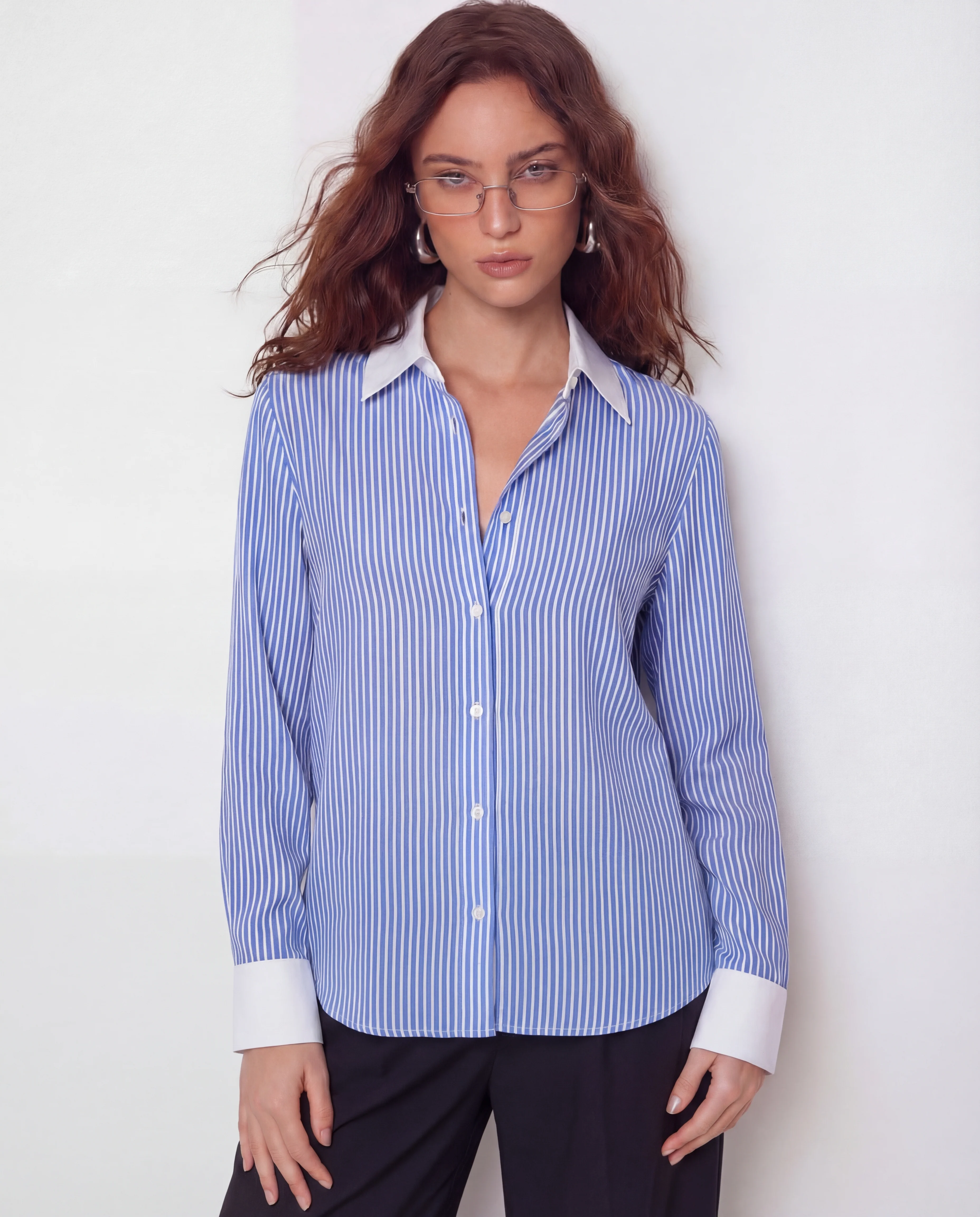 Color Block Pinstripes Shirt - Image 3