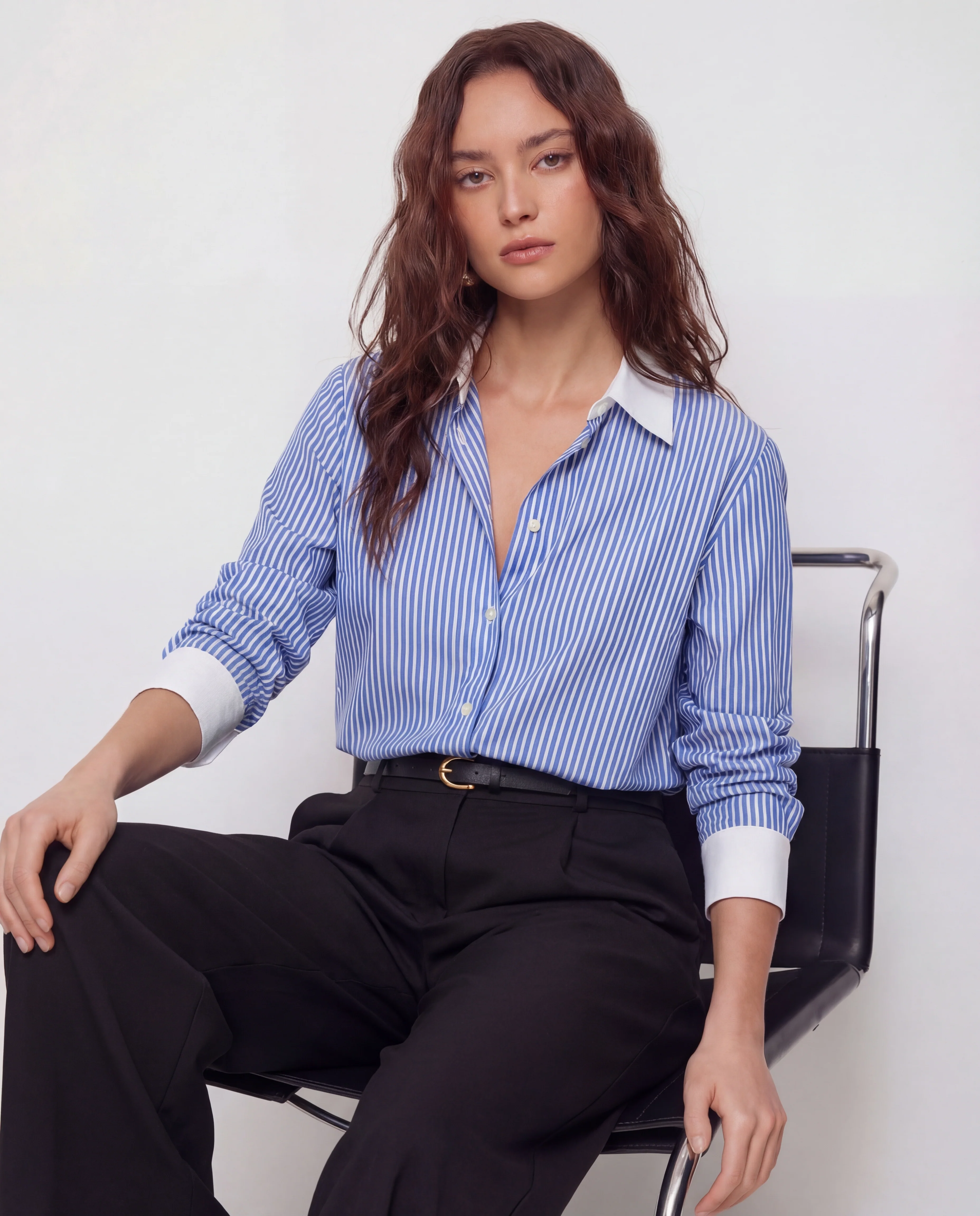 Color Block Pinstripes Shirt - Image 4