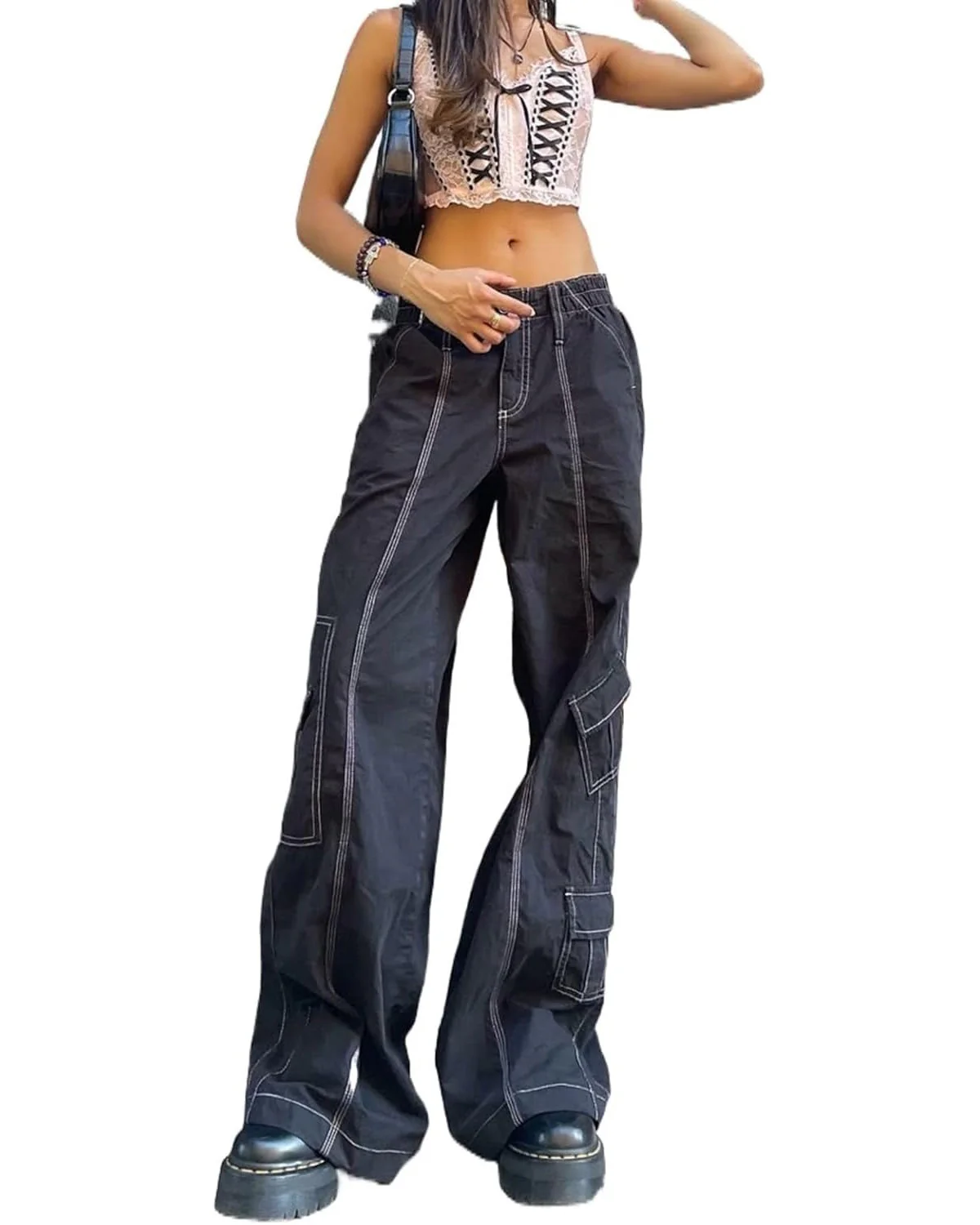 Contrast Stitch Baggy Cargo - Image 3