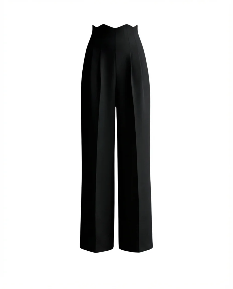 Black Corset Waist Tailored Pants - Image 4