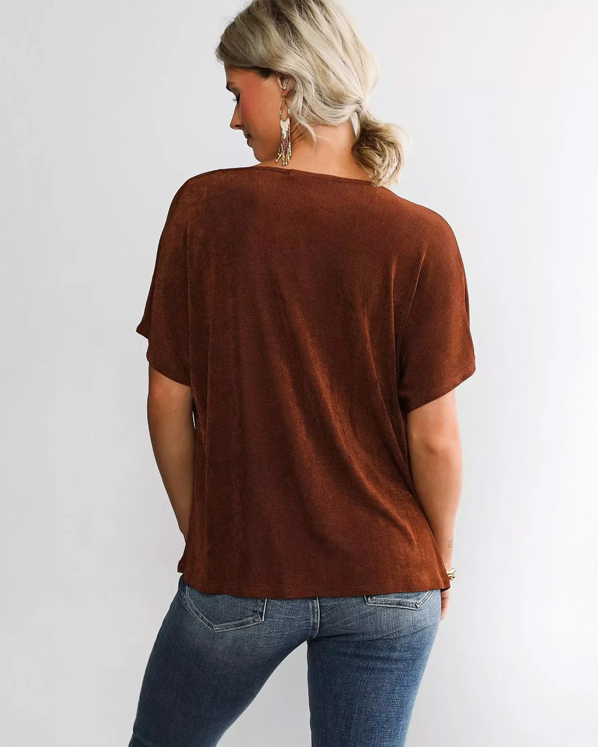 Cowl Neck Short Sleeves Casual Top - Image 3