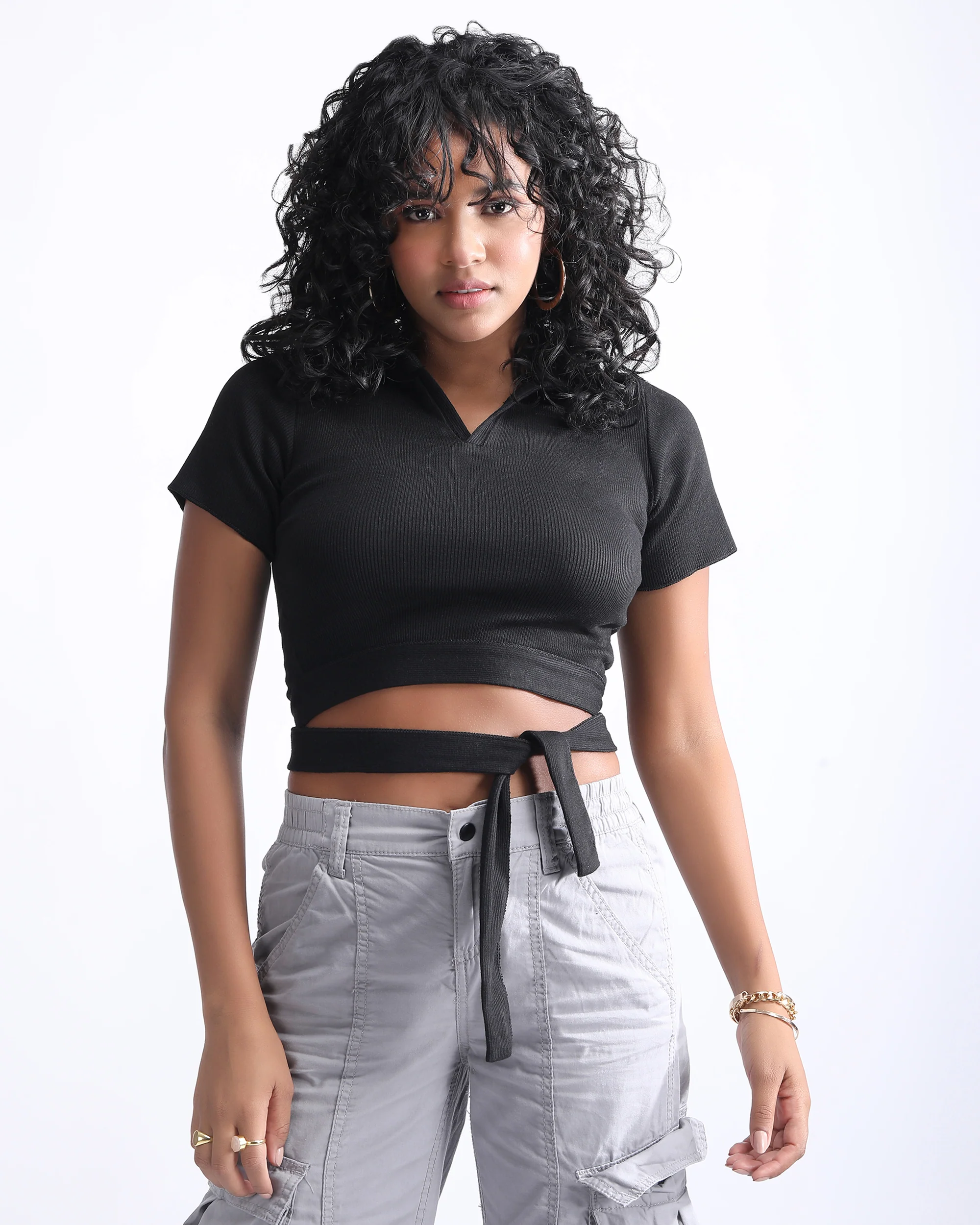 Tie Knot Ribbed Crop Top