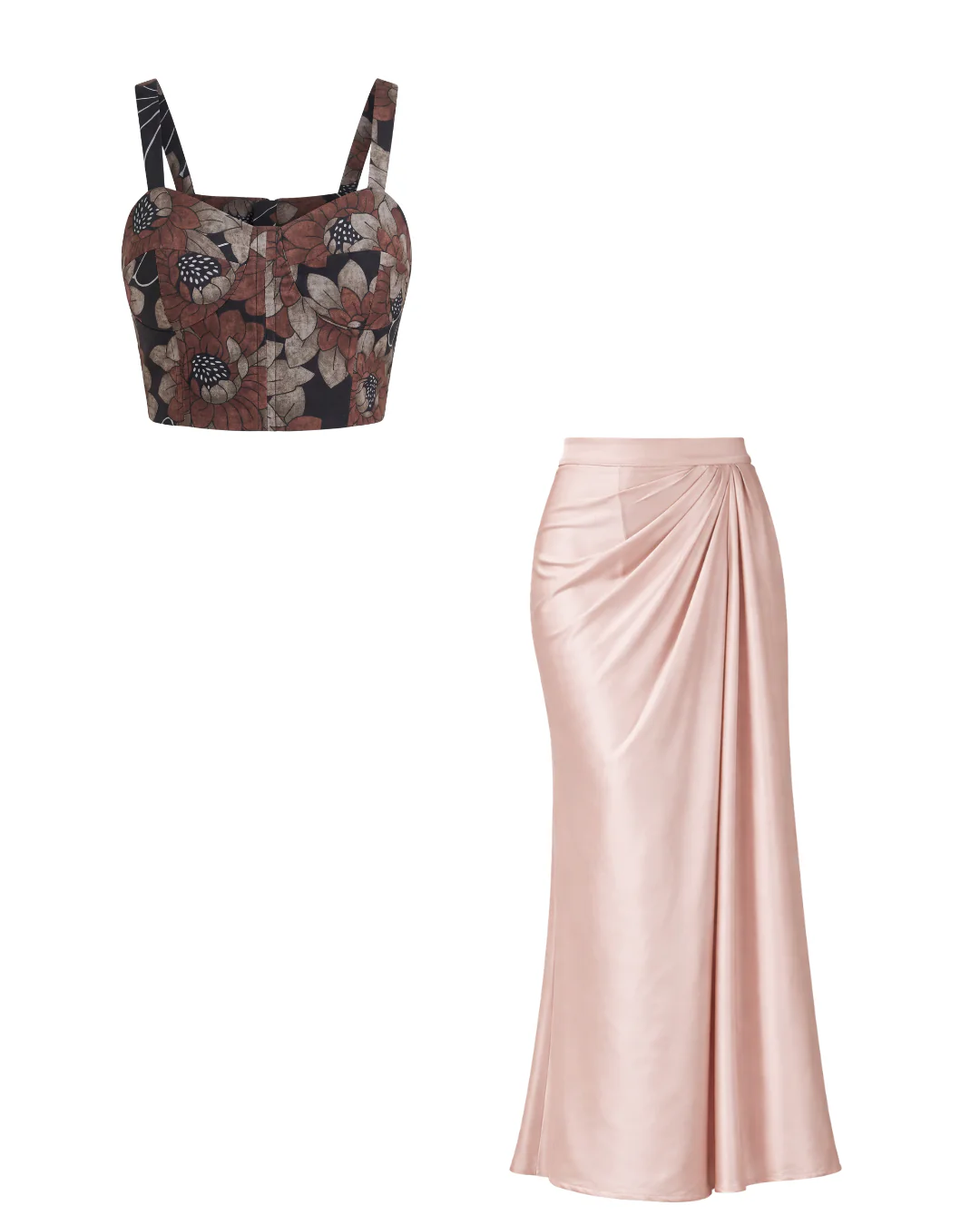 Floral Print Bustier Top and Skirt Coord Set - Image 5