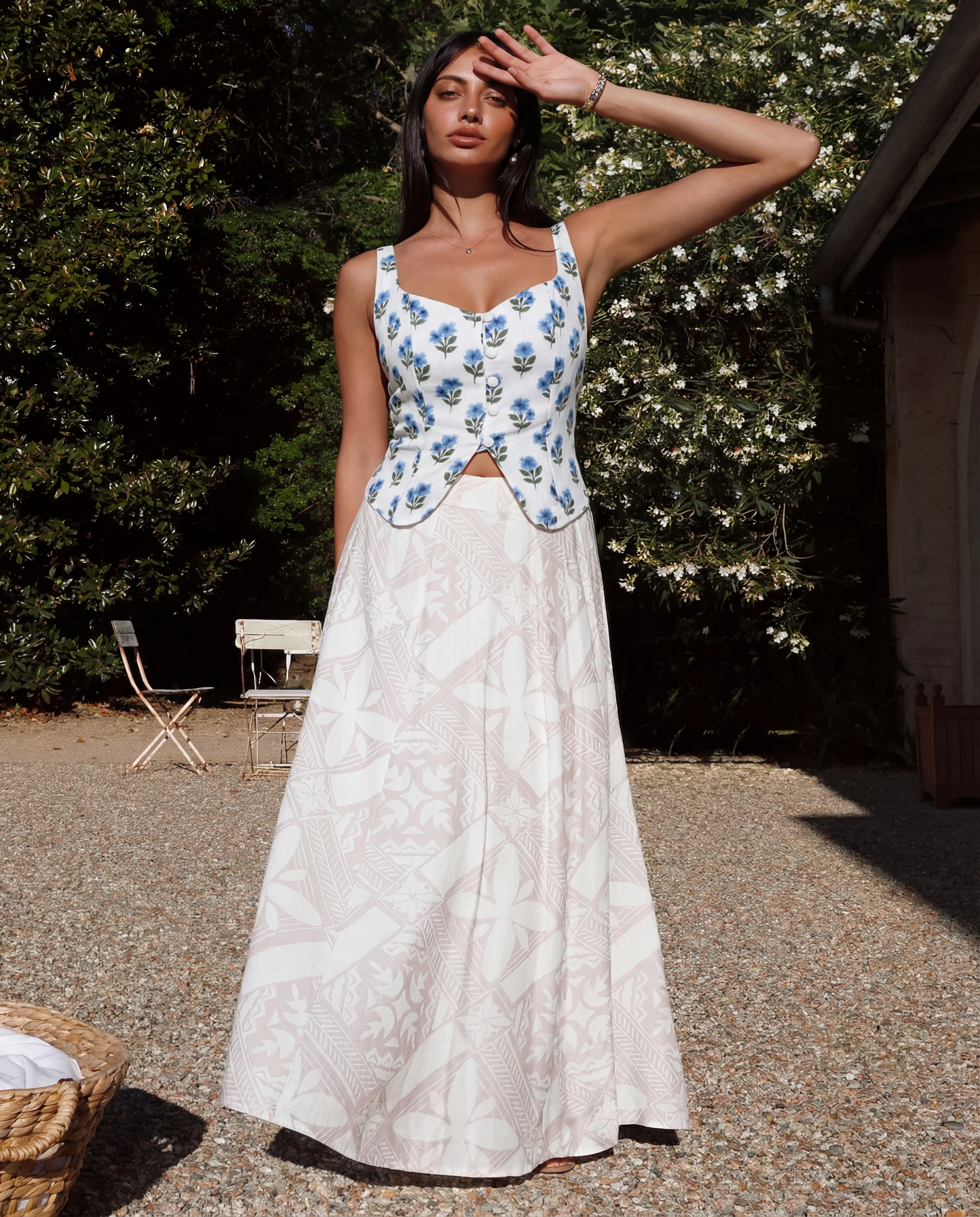 Floral White Tulip Hem Corset Top - Image 4