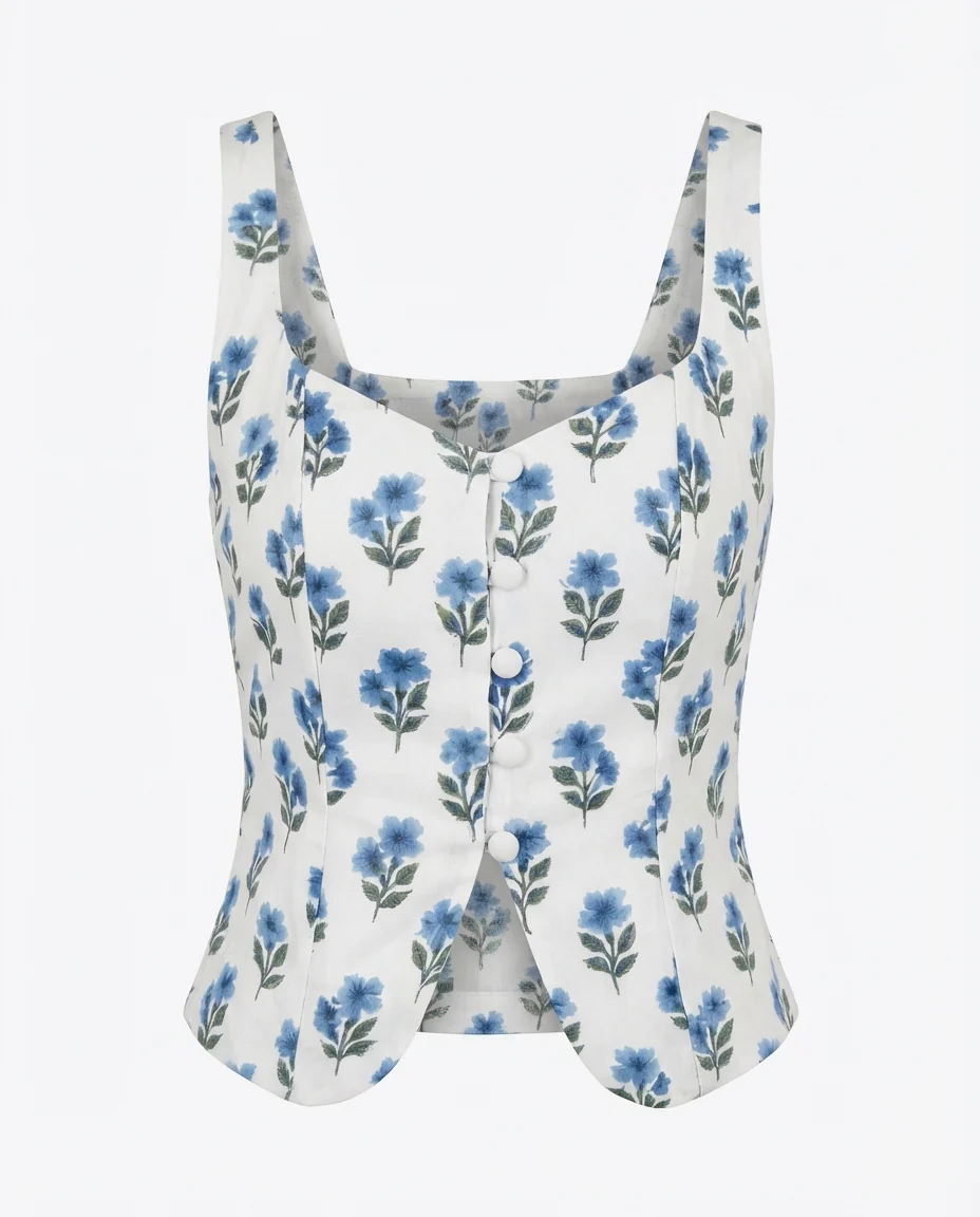 Floral White Tulip Hem Corset Top - Image 6