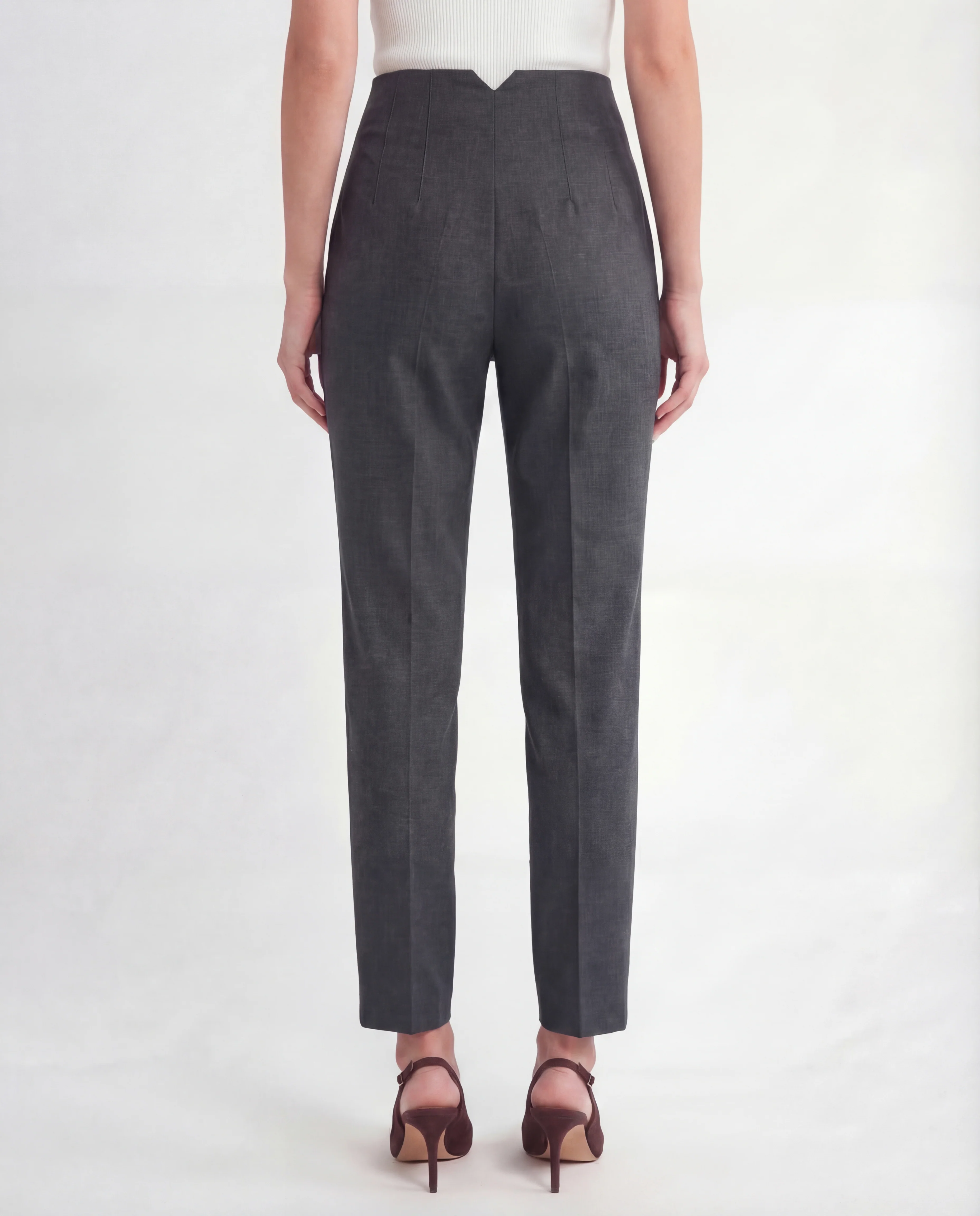 Grey High-Waist Tapered Trouser - Image 2