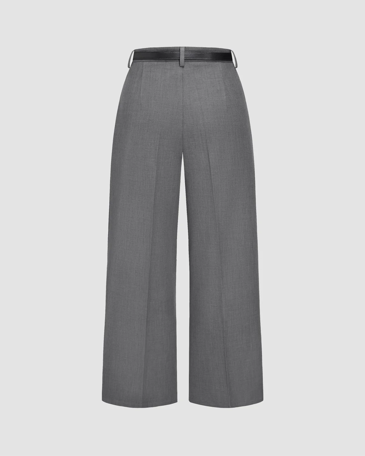Grey Pleated Pants With Belt - Image 2