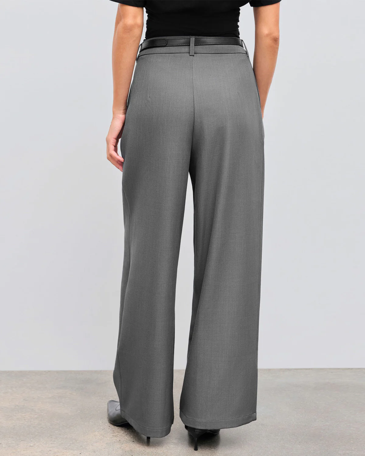 Grey Pleated Pants With Belt - Image 6