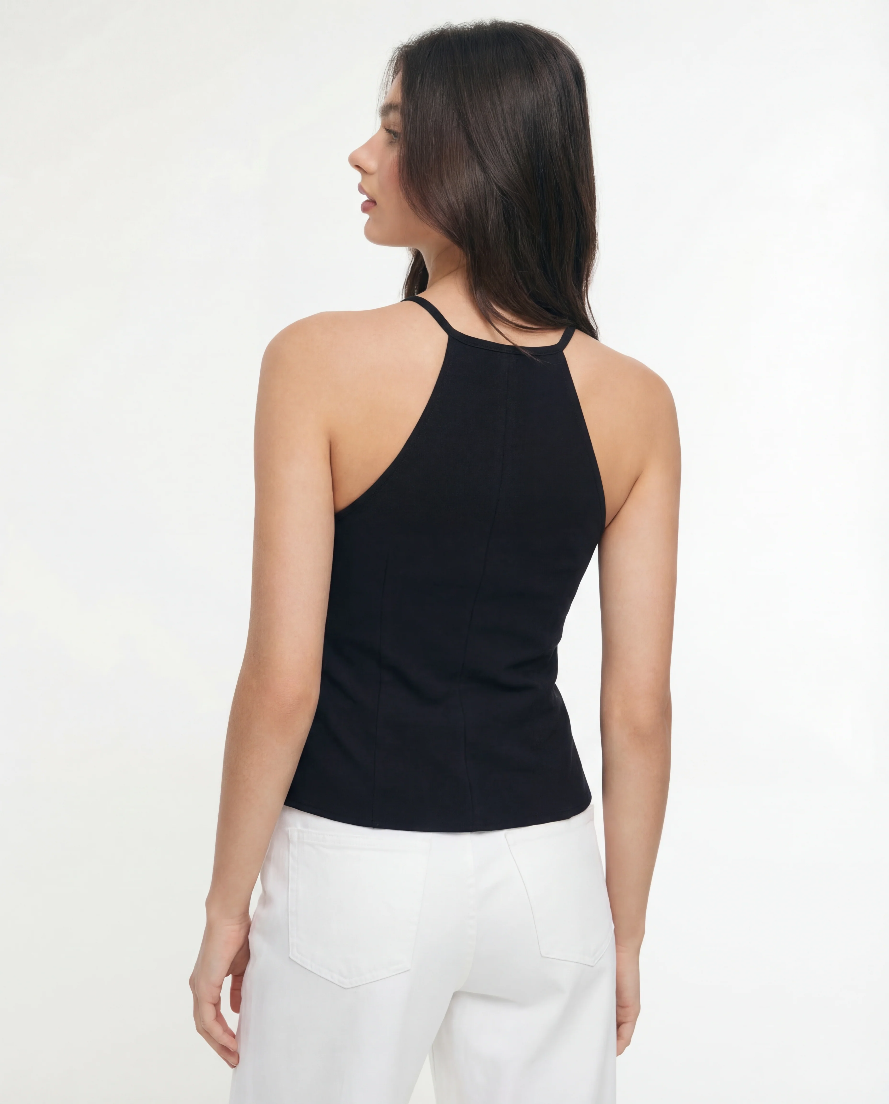 Belted Halter Top In Black - Image 3