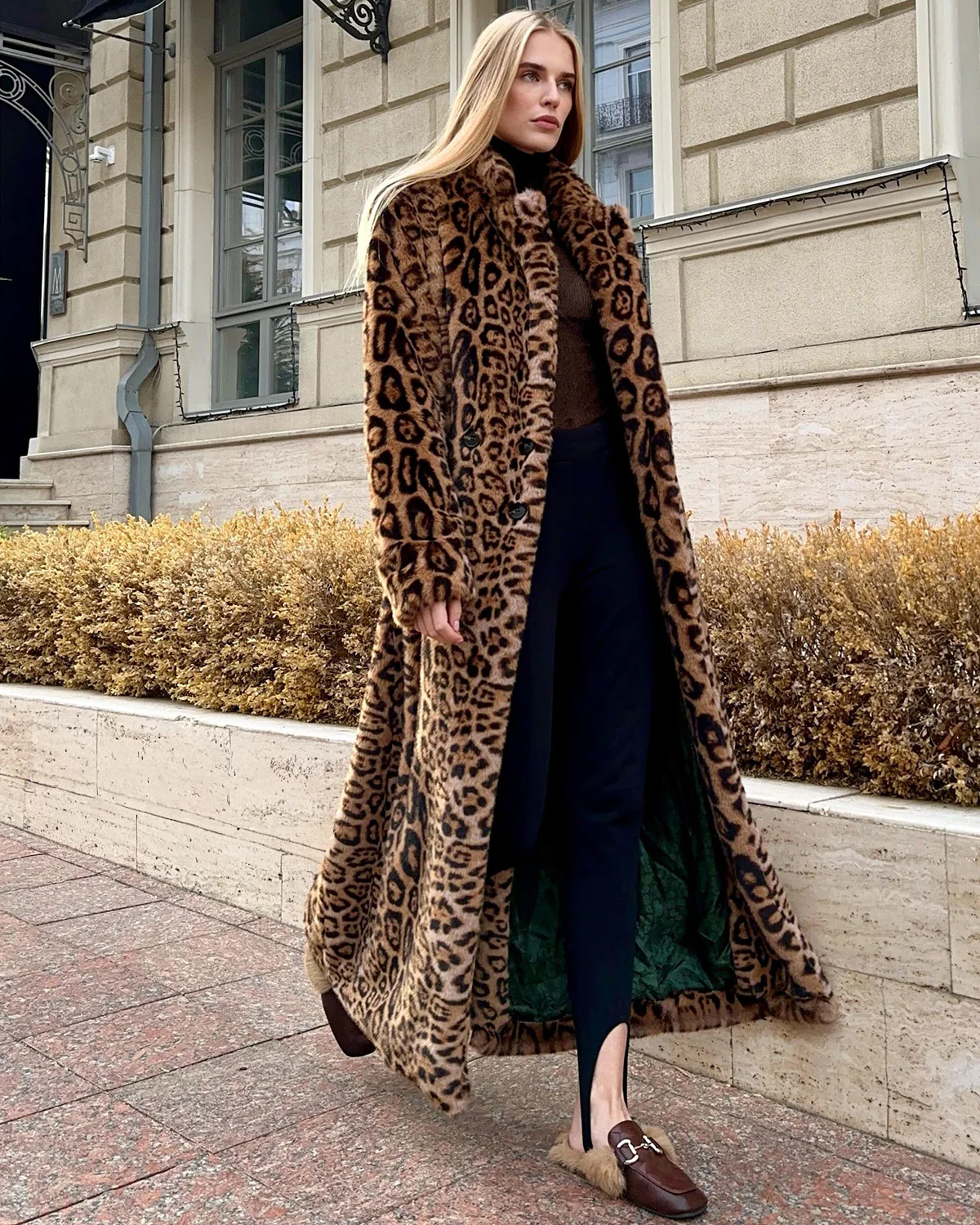 Vintage Leopard Print Fur Coat with Fur Belt - Image 6
