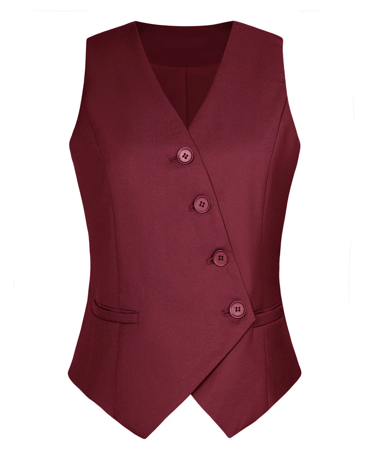 Oblique Placket V-Neck Waist Coat - Image 5