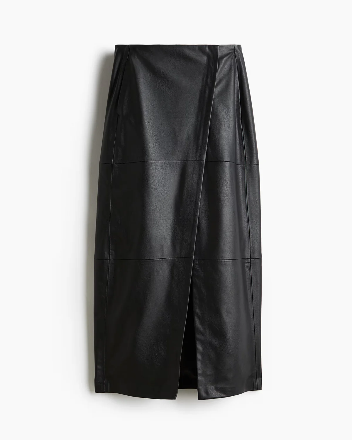Panelled Wrap Leather Skirt