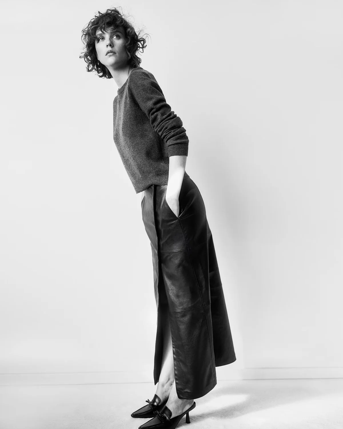 Panelled Wrap Leather Skirt - Image 3