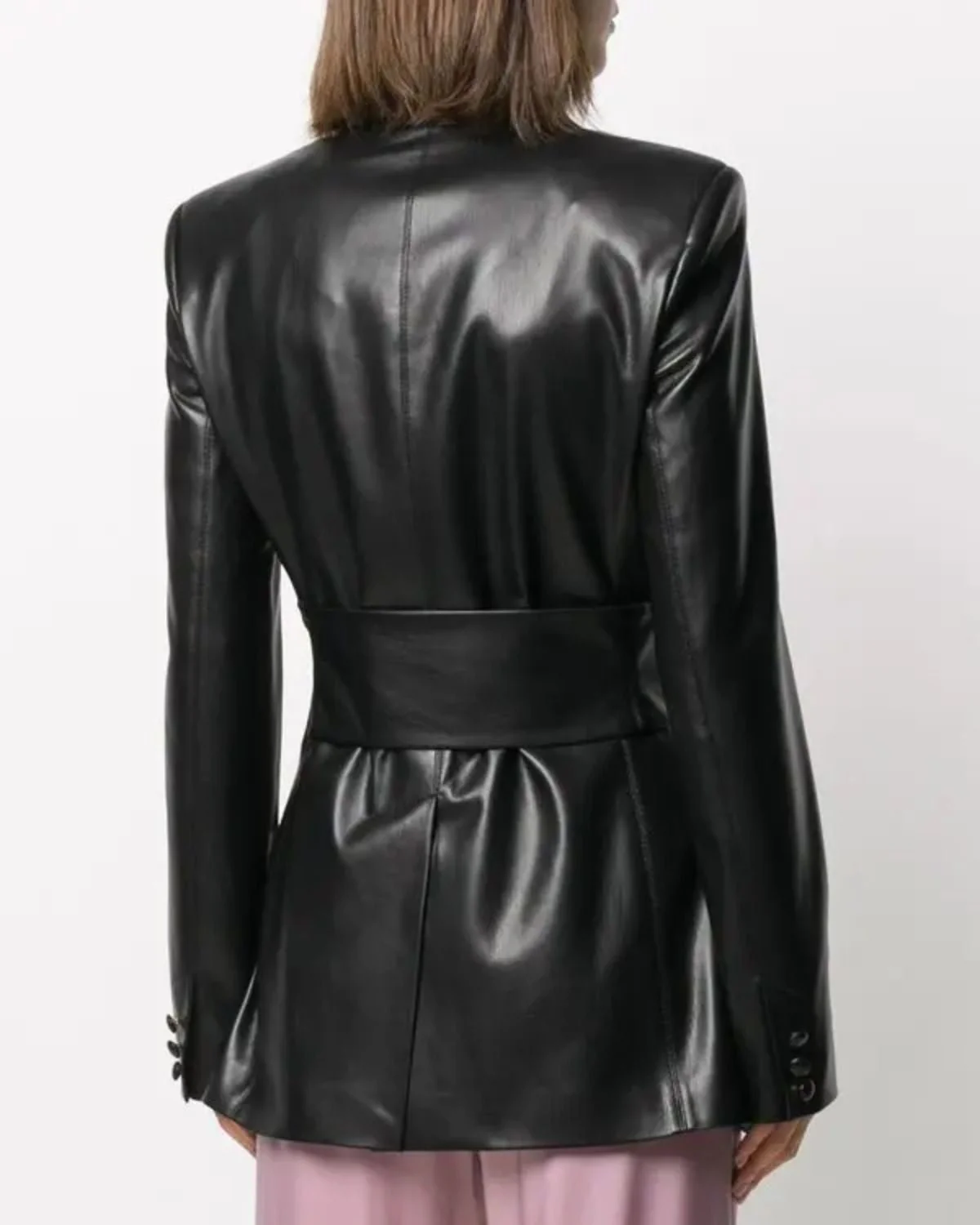Peak Collar Wrap-Up Jacket with Belt - Image 4