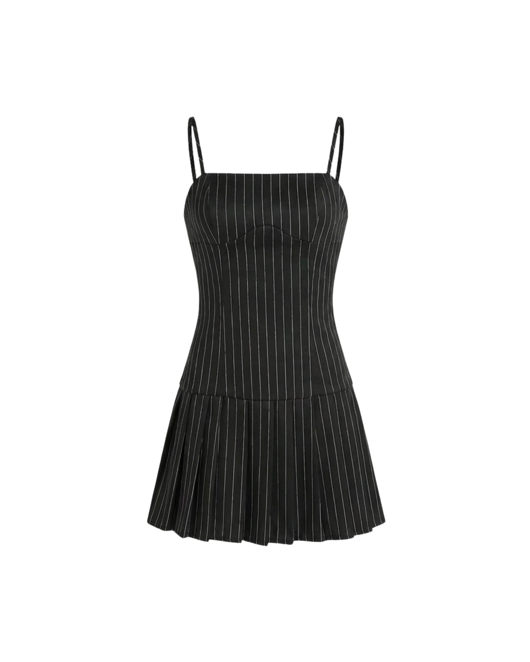 Pinstripes Dress with Removable Waist Wrap - Image 3