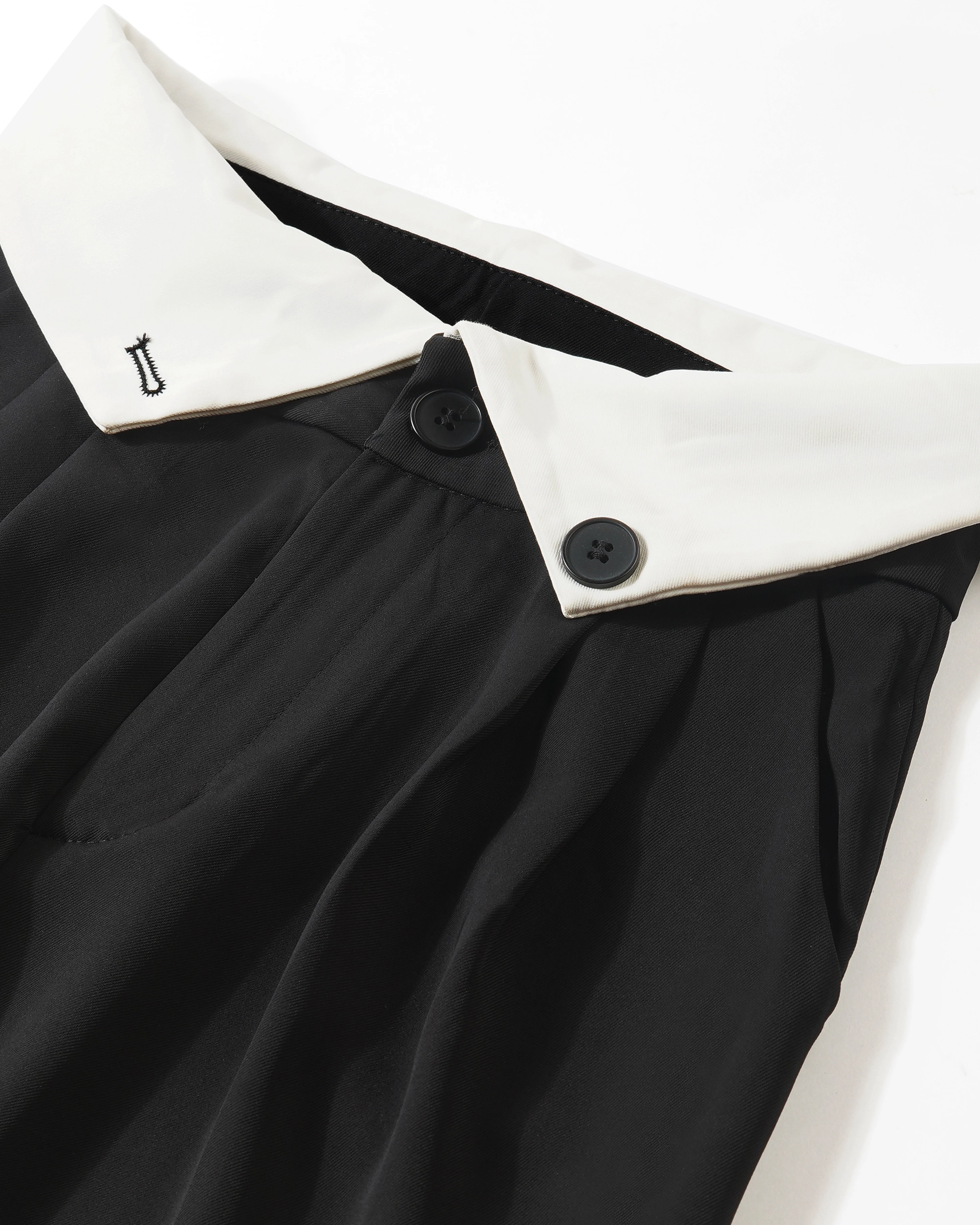 Pleated Black Pants With Panelled Waist - Image 3