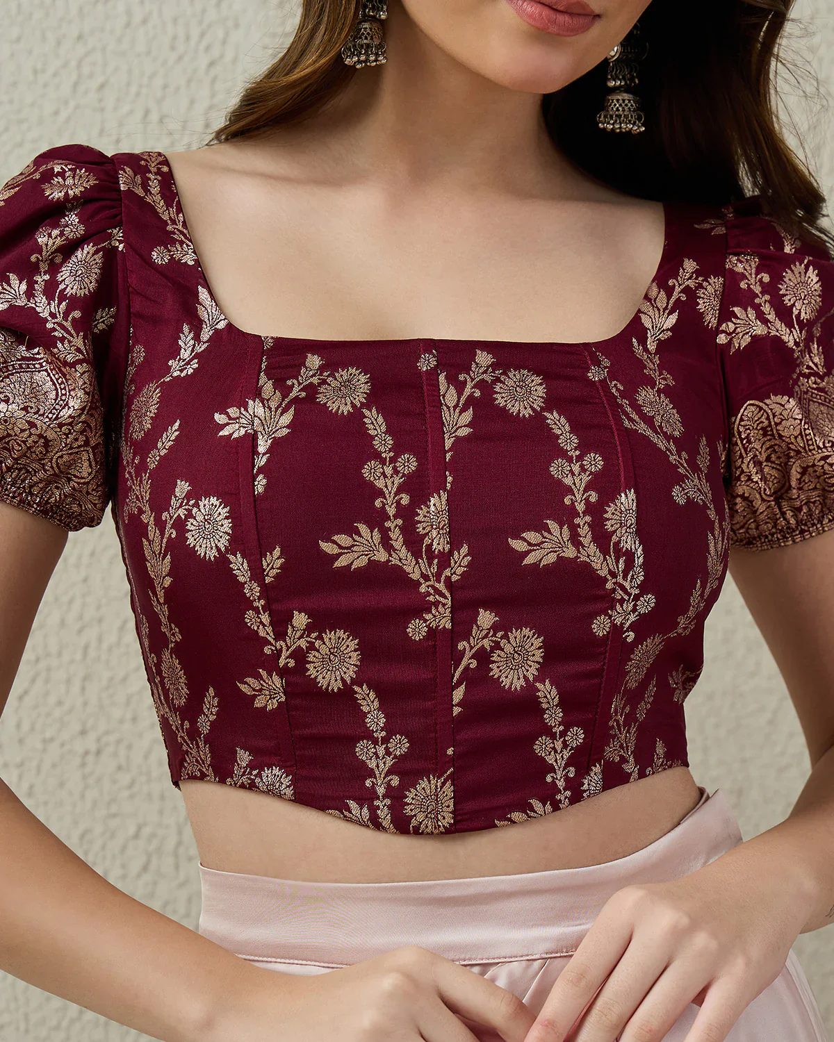 Puff Sleeve Corset Top and Skirt Coord Set - Image 2