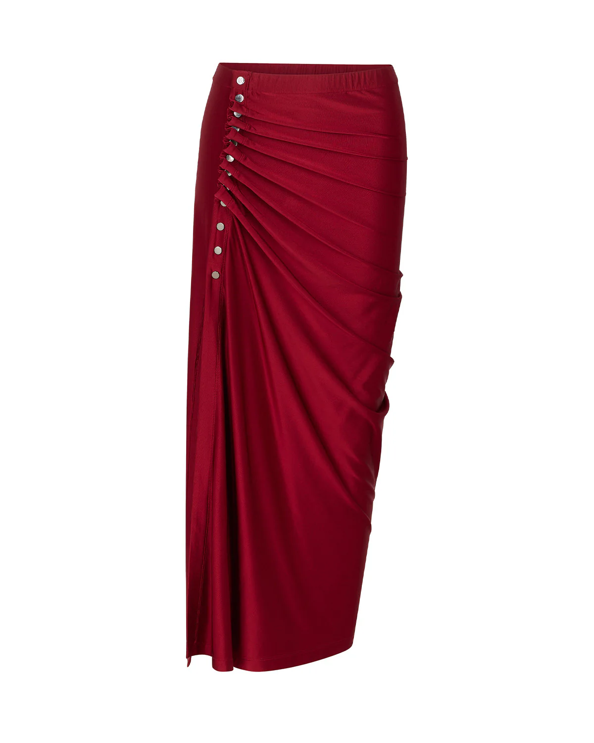 Red Buttoned Top and Slit Skirt Co Ord Set - Image 8