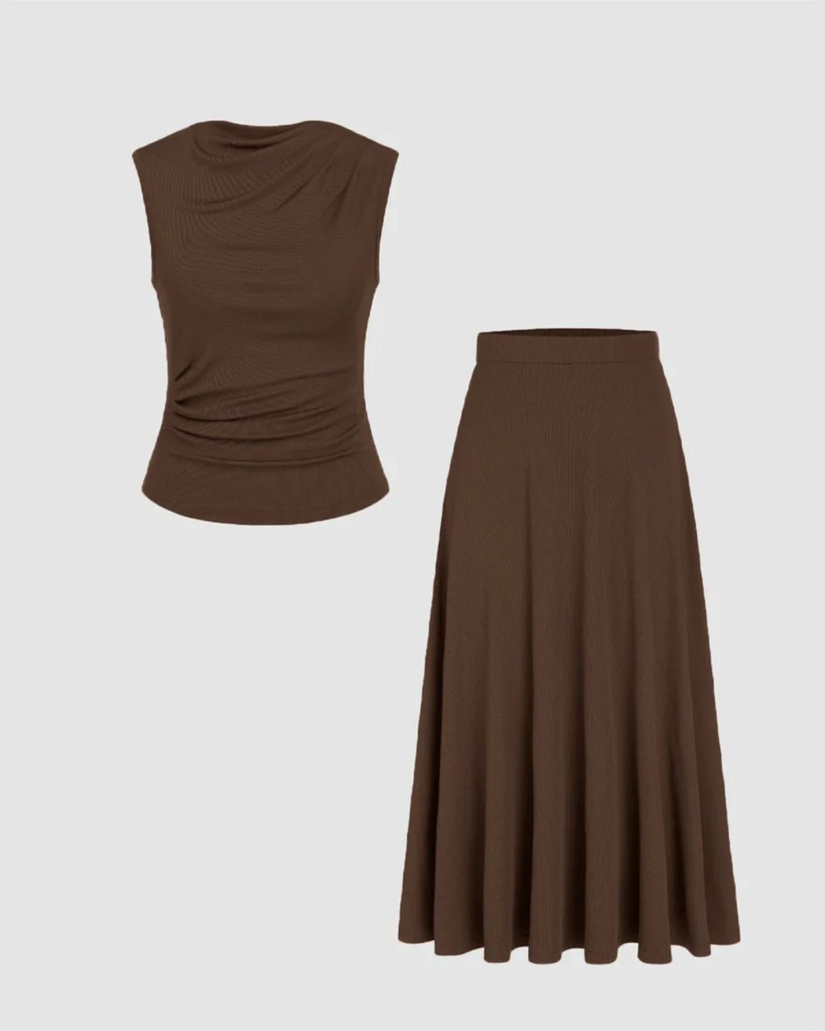 Earthy Brown Co-Ord Set Skirt - Image 3