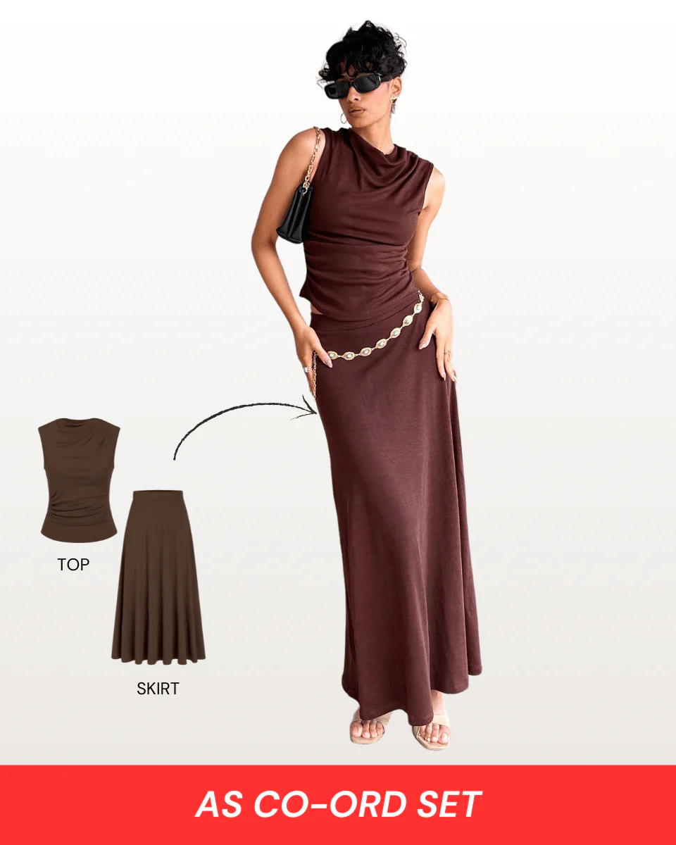 Earthy Brown Co-Ord Set Top (Cowl Neck) - Image 4