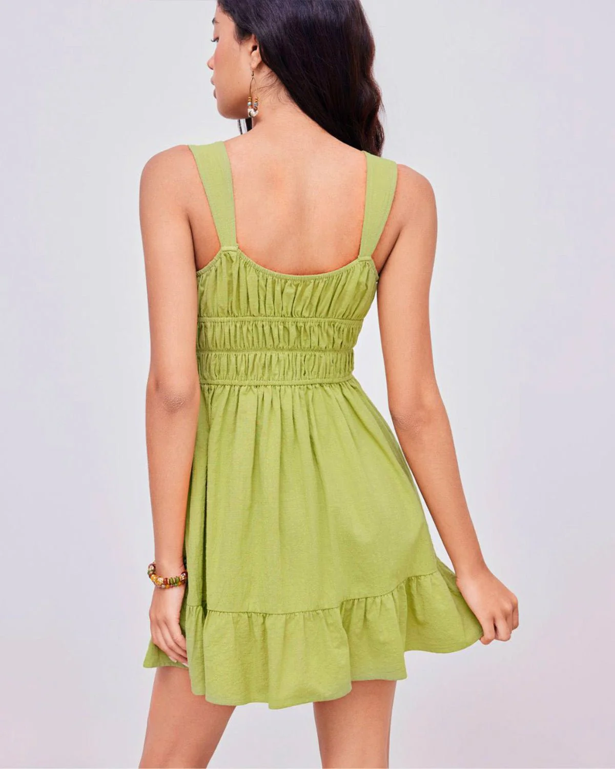 Green Ruched Fit & Flare Dress - Image 3