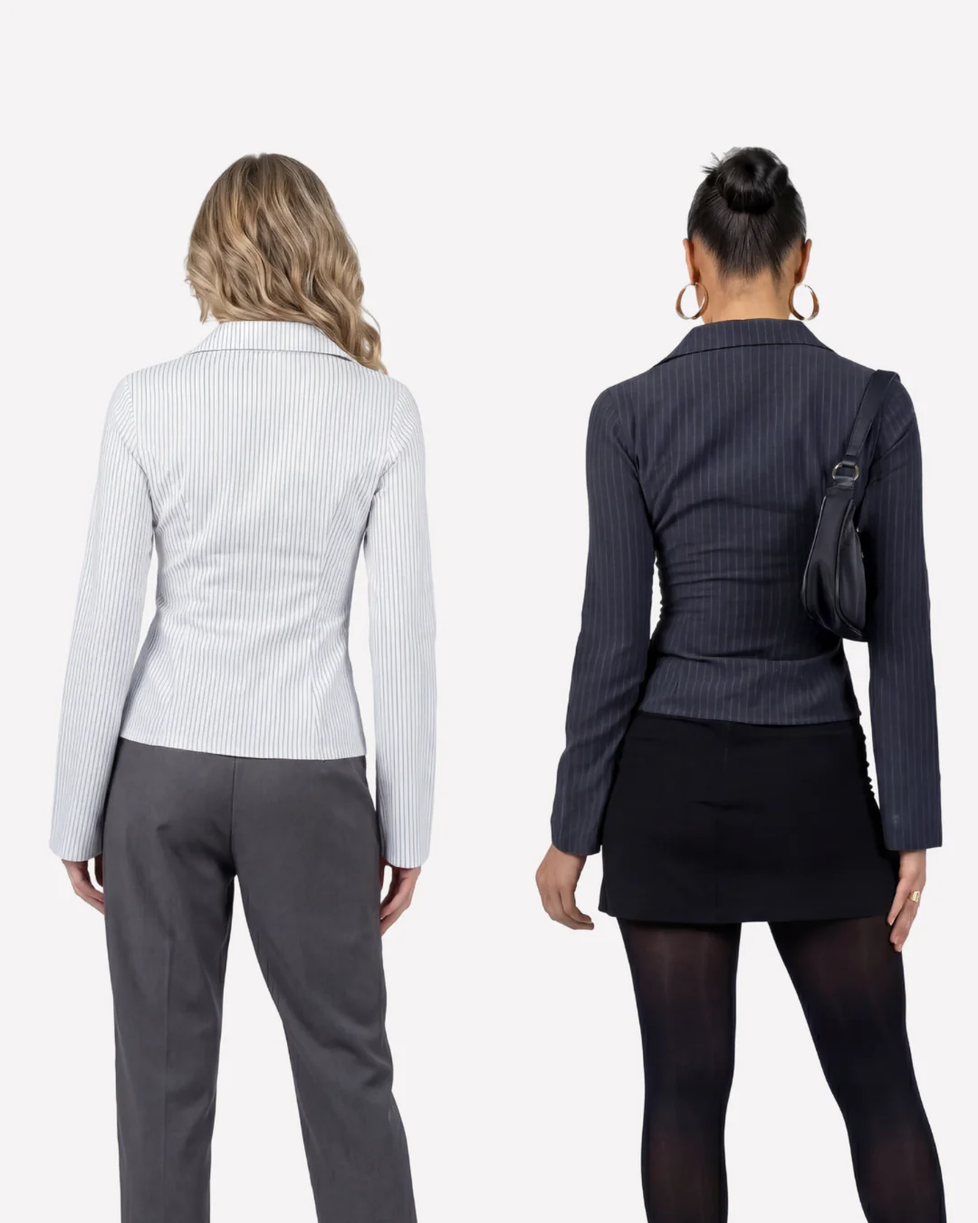 Set Of Two Pinstripes Flared Sleeves Shirt - Image 2