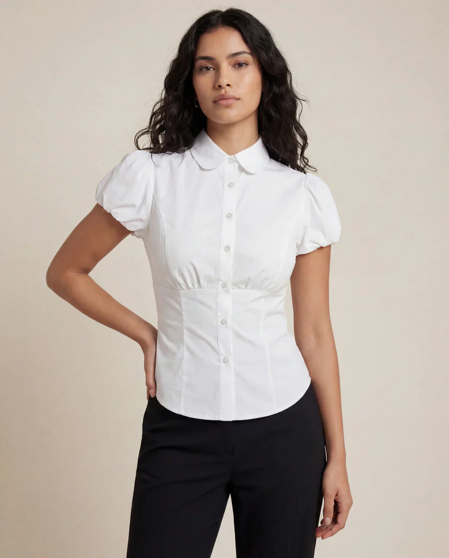 Set Of Two Puff Sleeve Shirt Style Top - Image 3