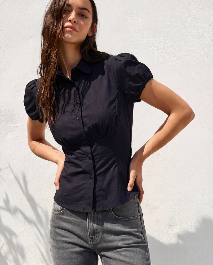 Set Of Two Puff Sleeve Shirt Style Top - Image 4