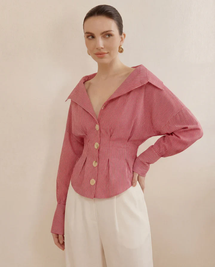 Set of Two Stripe Shirt With Cinched Waist - Image 3