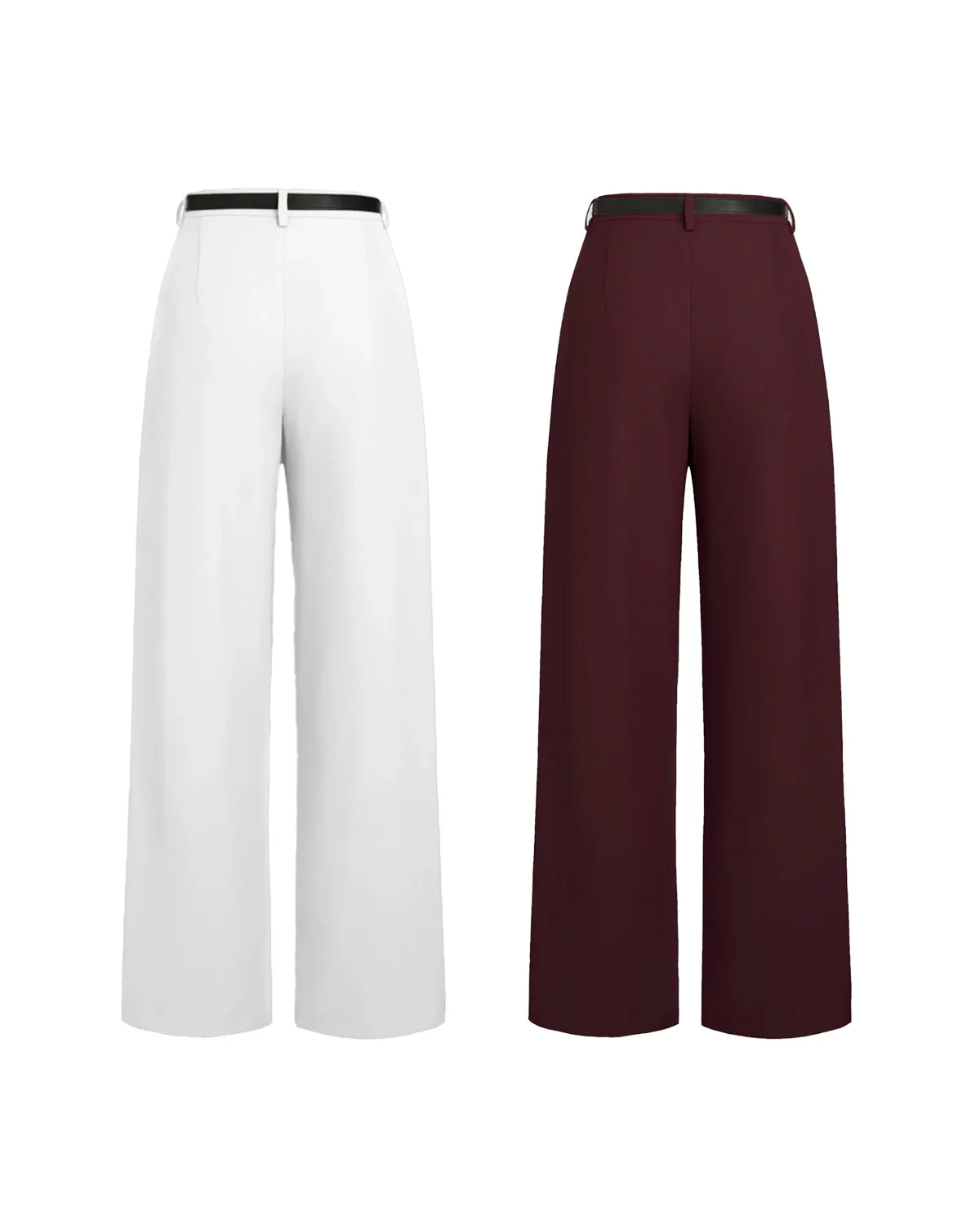 Set Of Two Wide Leg Trousers With Belt - Image 4